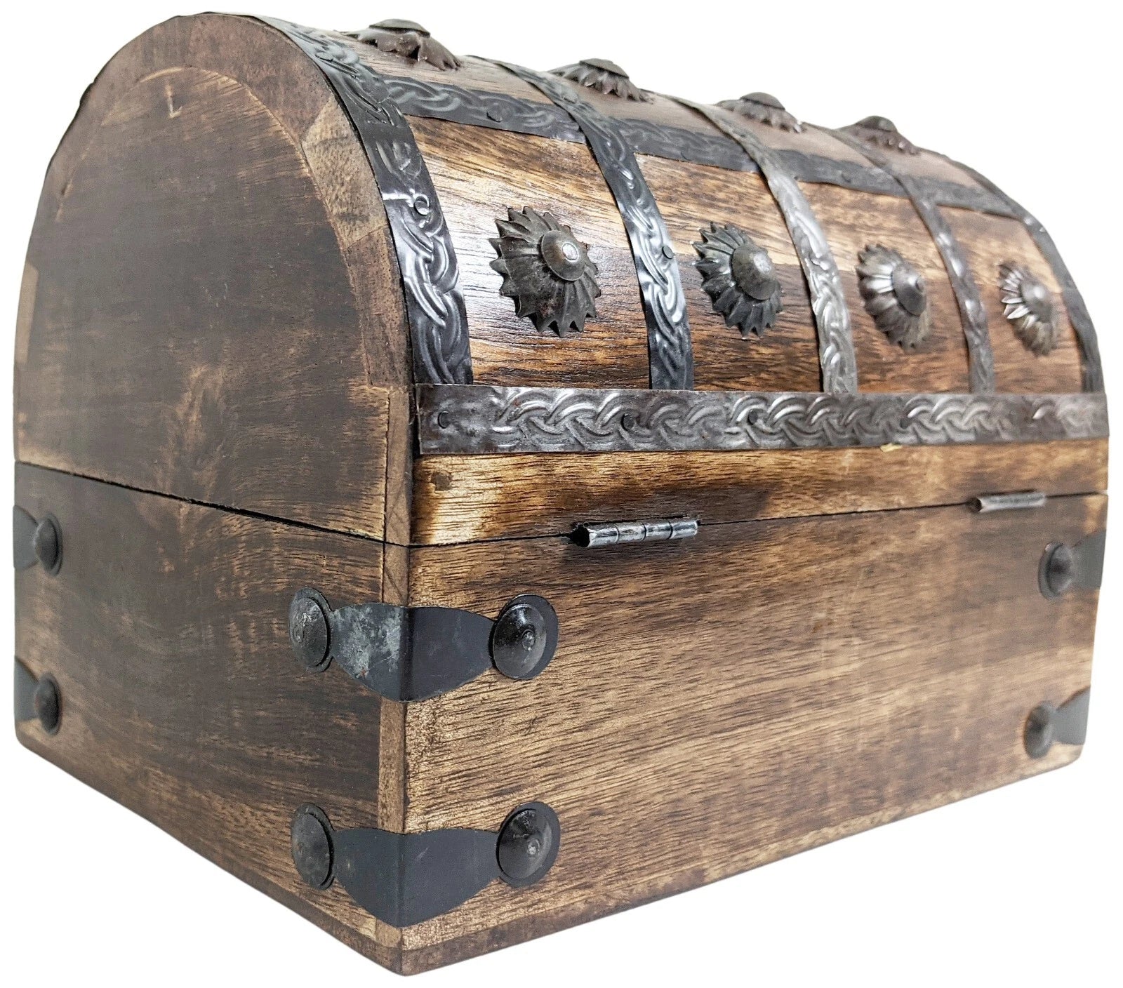 8"x6"x6" Wood Pirate's Treasure Chest Nautical Jewelry Box, Includes Lock & Keys 850018633550| eBay