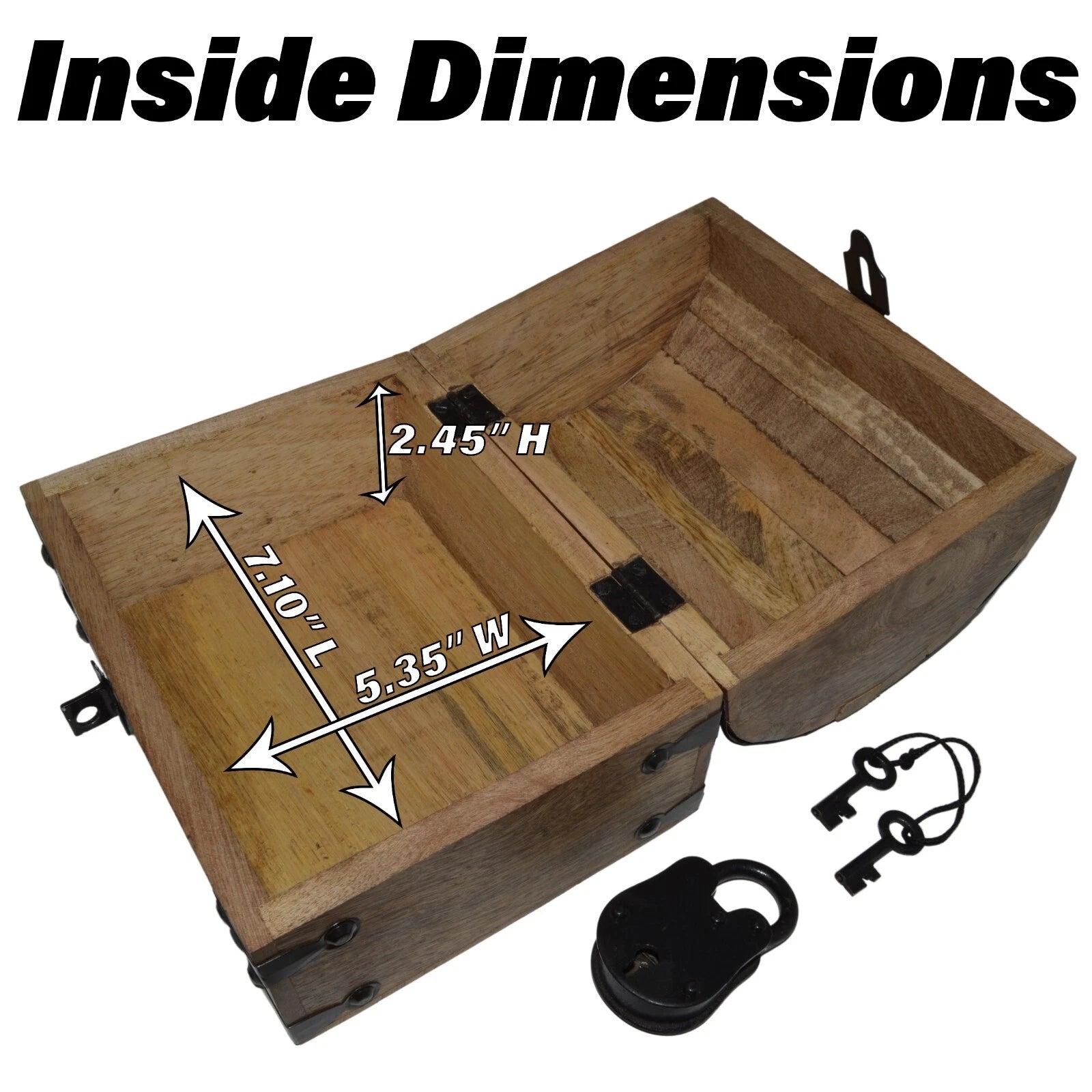 8"x6"x6" Wood Pirate's Treasure Chest Nautical Jewelry Box, Includes Lock & Keys 850018633550| eBay