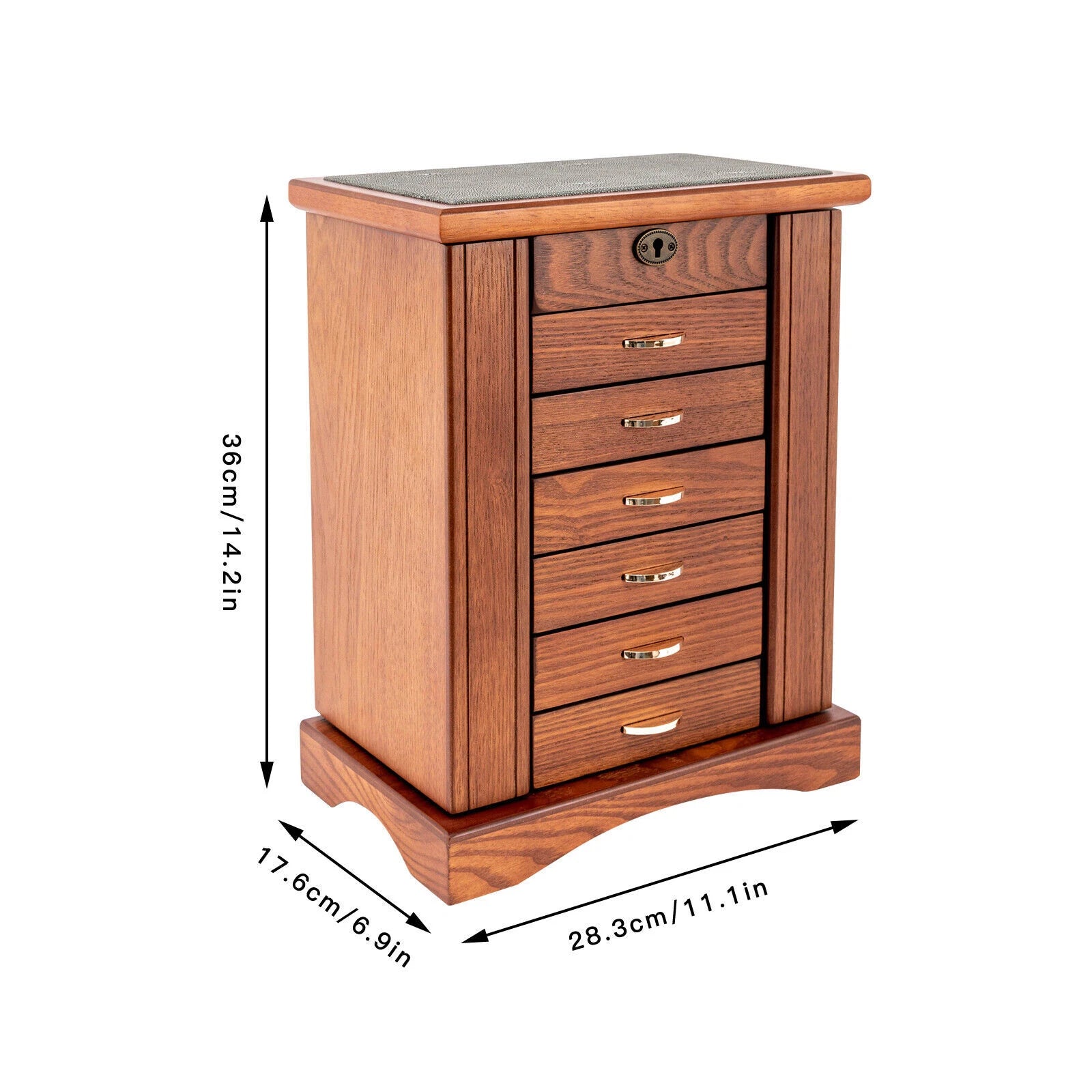 7 Layers Jewelry Box Wooden for Wowen Large Organizer Box with Mirror Safe Lock | eBay