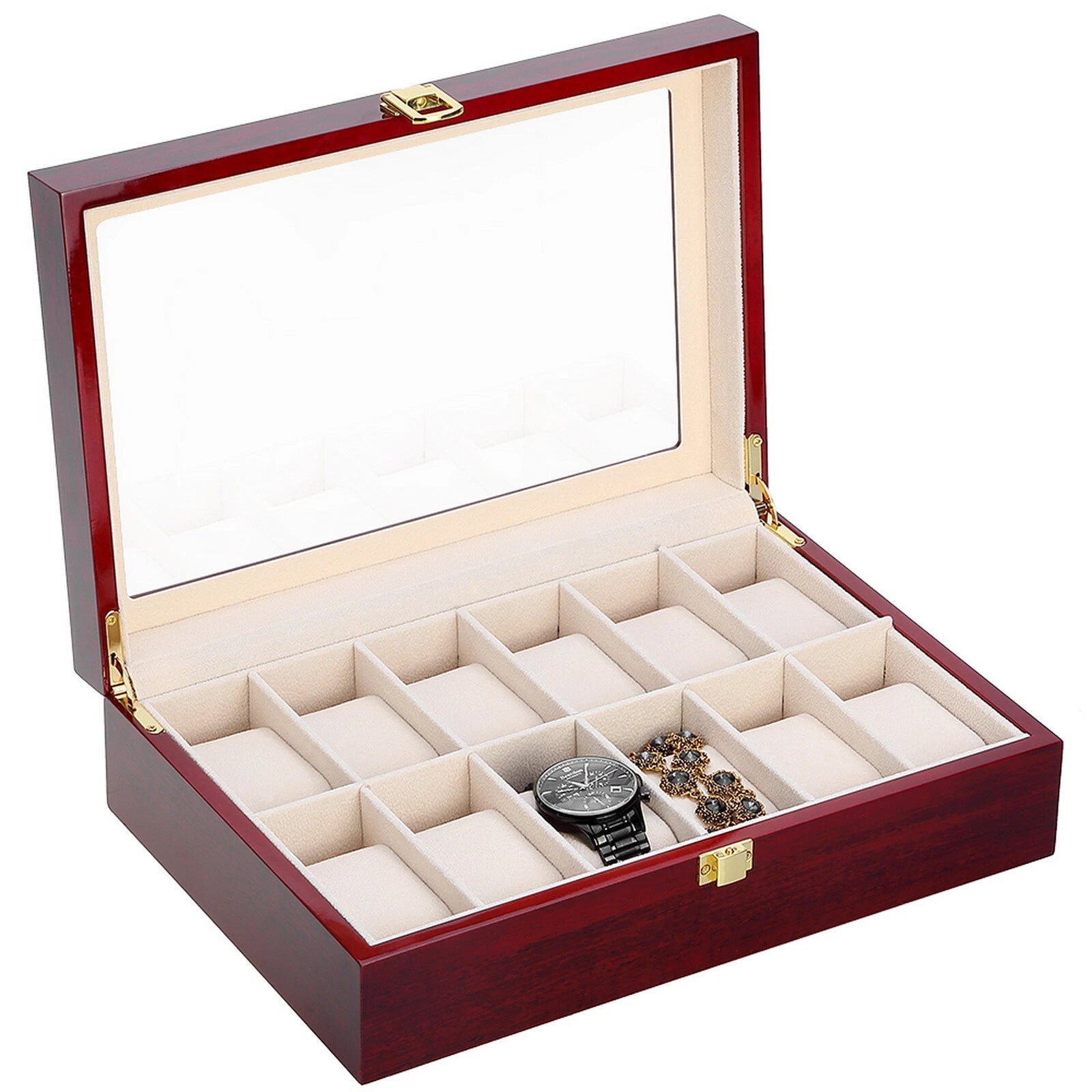 12 Slots Man Wooden Watch Display Box Jewelry Storage Organizer Case Holder Gift | eBay
