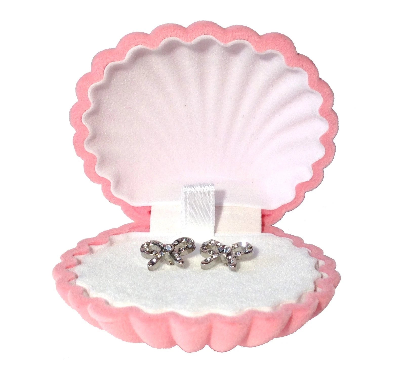 Pink Ring Stud Earrings Luxury Velvet Gift Box Shell Jewelry Case Storage | eBay