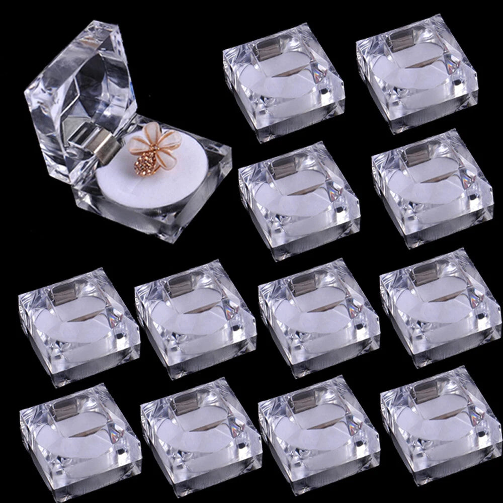 Clear Crystal Ring Gift Boxes Earrings Jewelry Storage White Box 12 Pcs | eBay