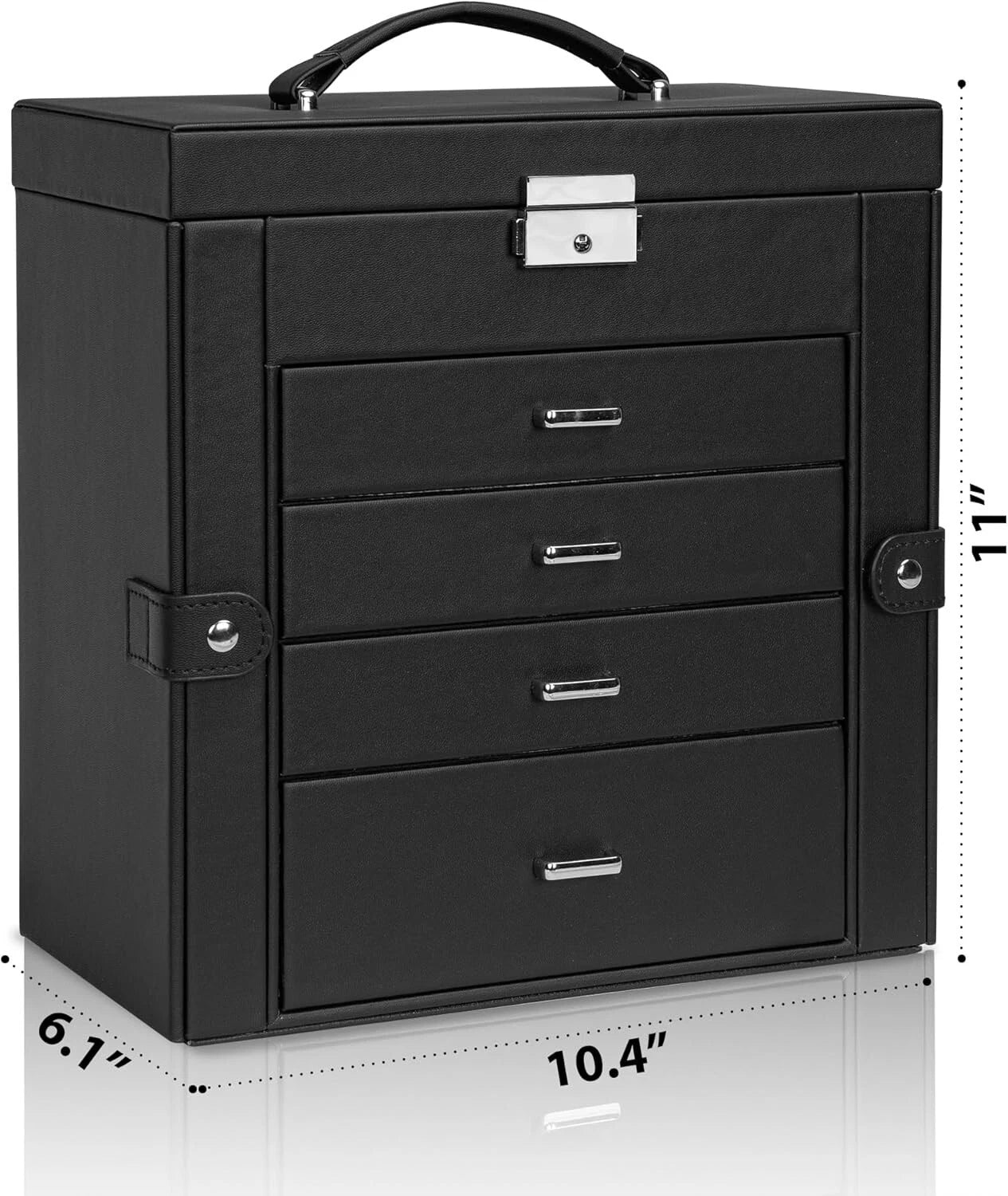 Comprehensive Jewelry Storage Box - Lockable & Elegant with 4 Drawers & Mirror | eBay