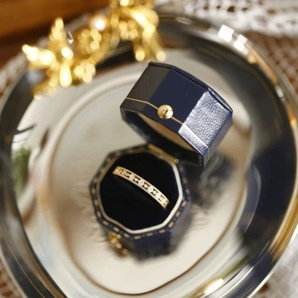 Engagement Ring Box Flannel Buckle Jewelry Case Vintage Leather Small Ring Box | eBay