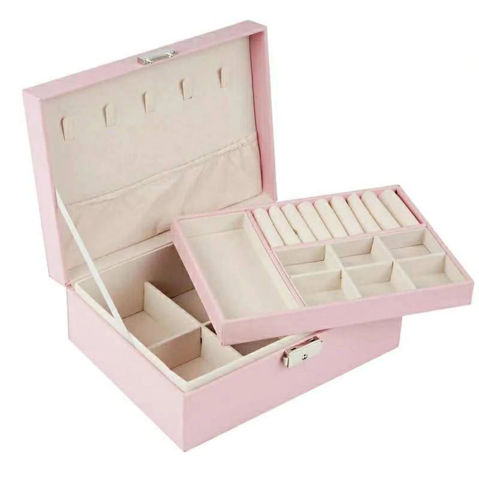 Earring Jewelry Box Wear Resistant Double Layer Large Capacity Jewelry Storage B | eBay