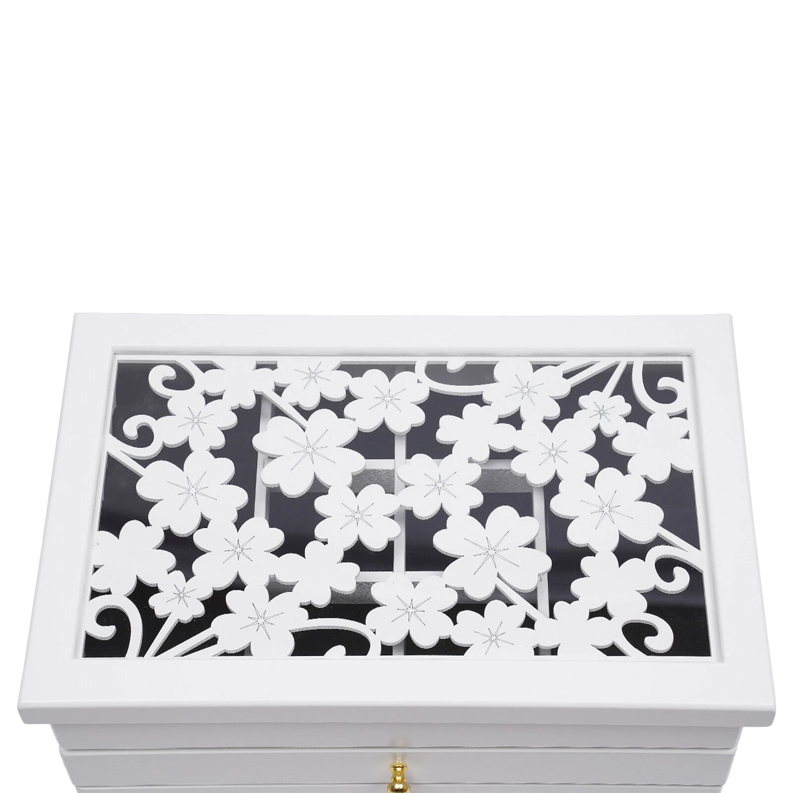 6-Layer White Jewelry Boxes Ring Necklace Storage Large-Capacity Wooden Box Case | eBay