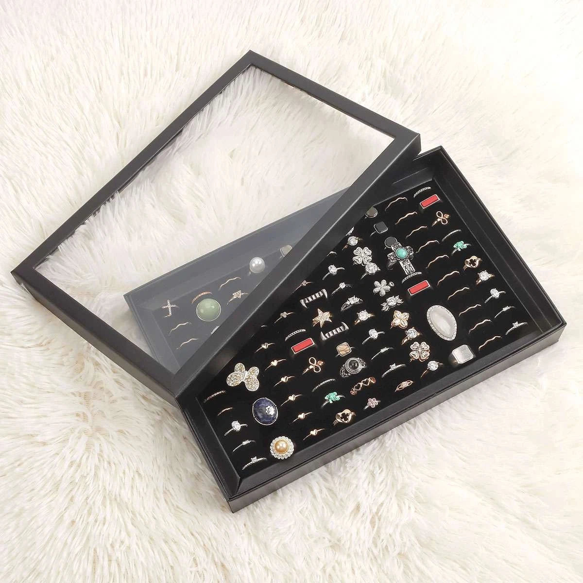 200 Slots Jewelry Ring Display Organizer Tray Holder Earrings Storage Boxes Case | eBay