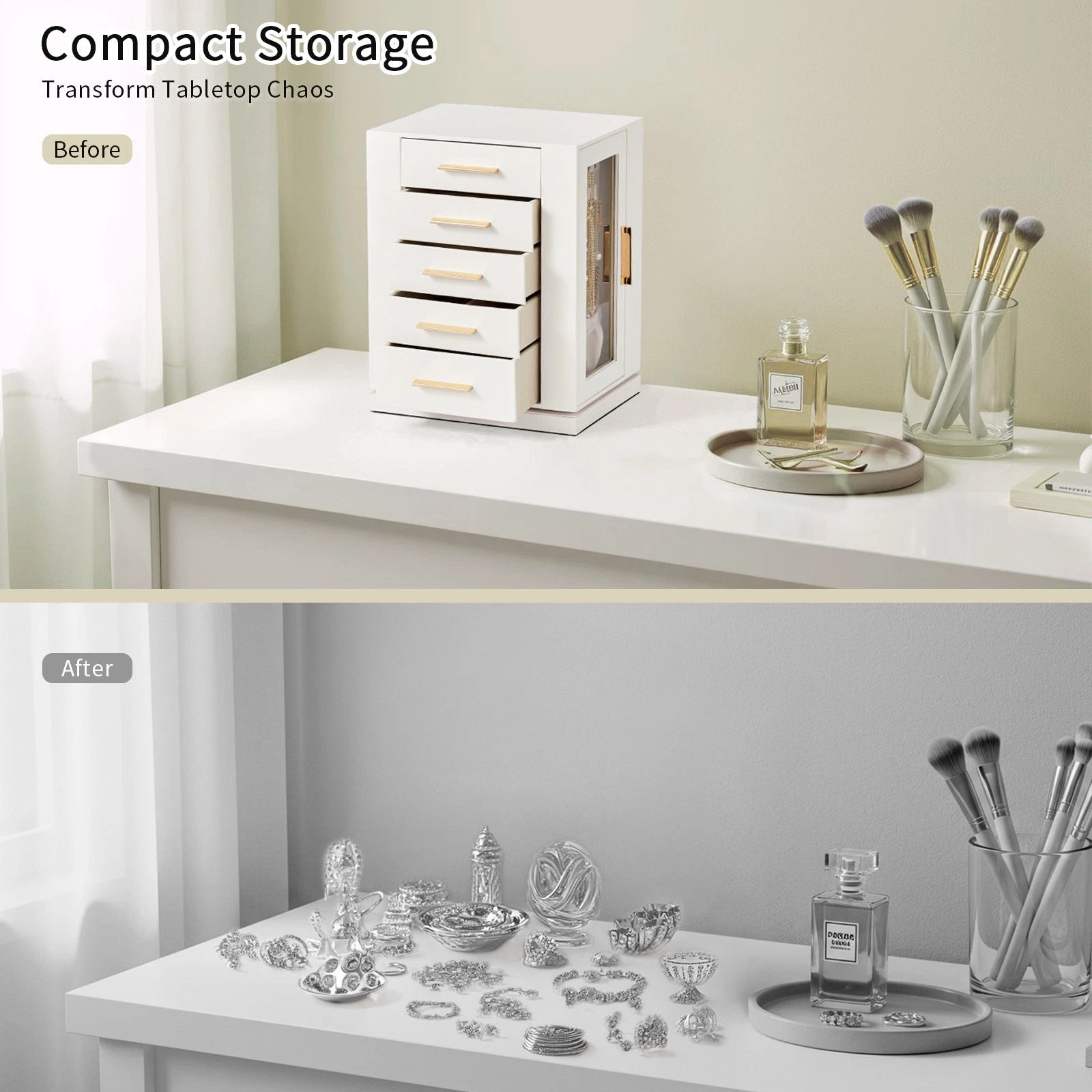 360° Rotating Jewelry Box Large Storage for Earrings Velvet Jewelry Cabinet | eBay