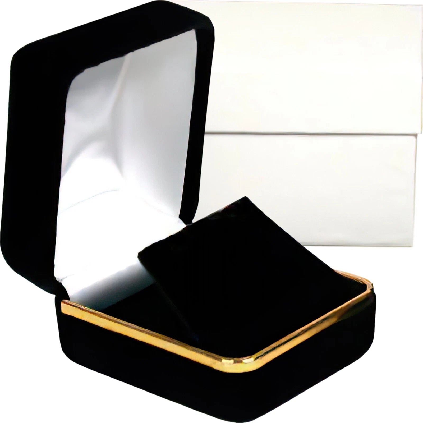 3 Earring Gift Box Black Velvet Gold Showcase Display | eBay
