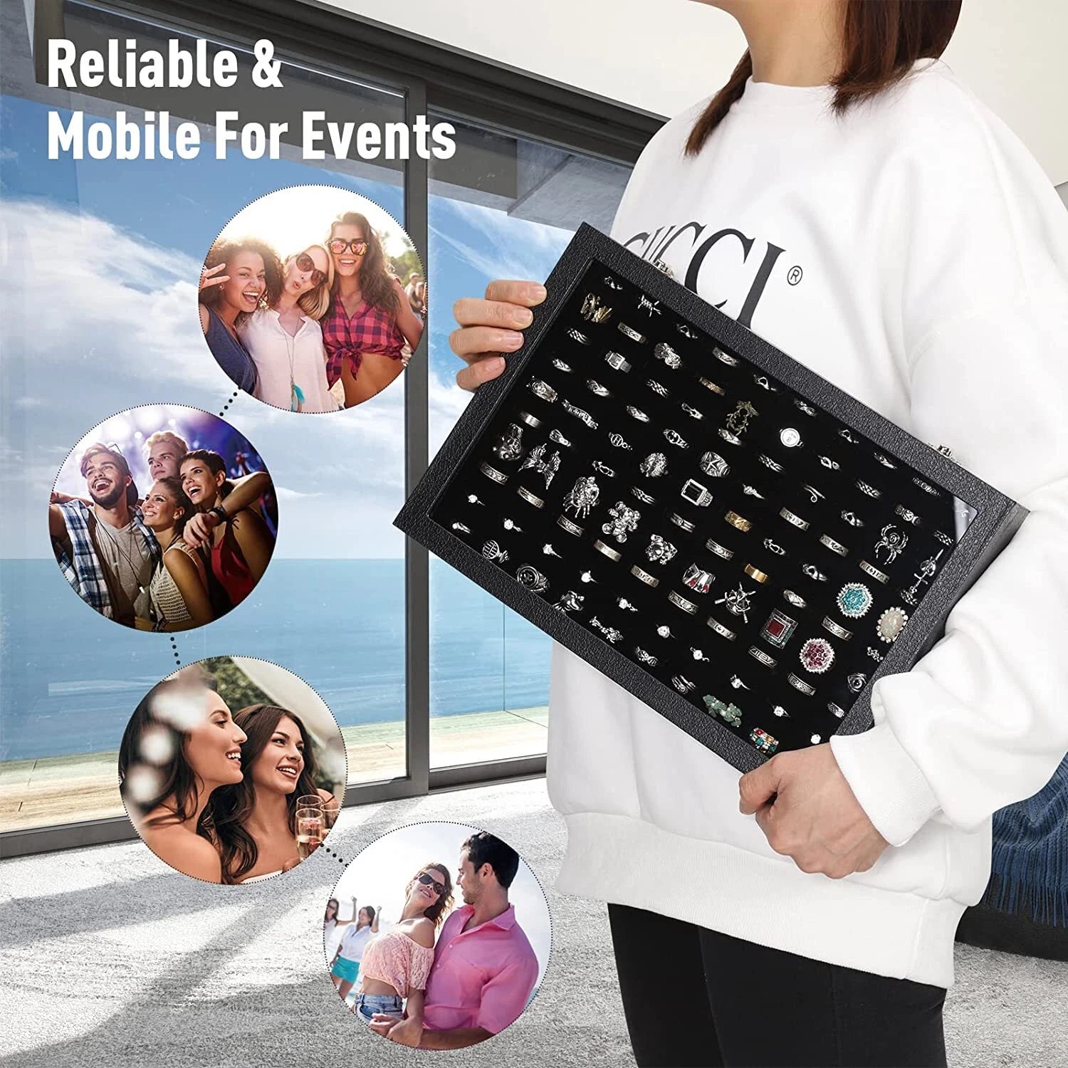 2X 100 Slots Ring Case Organizer Display Box,Rings Holder Storage Boxes | eBay