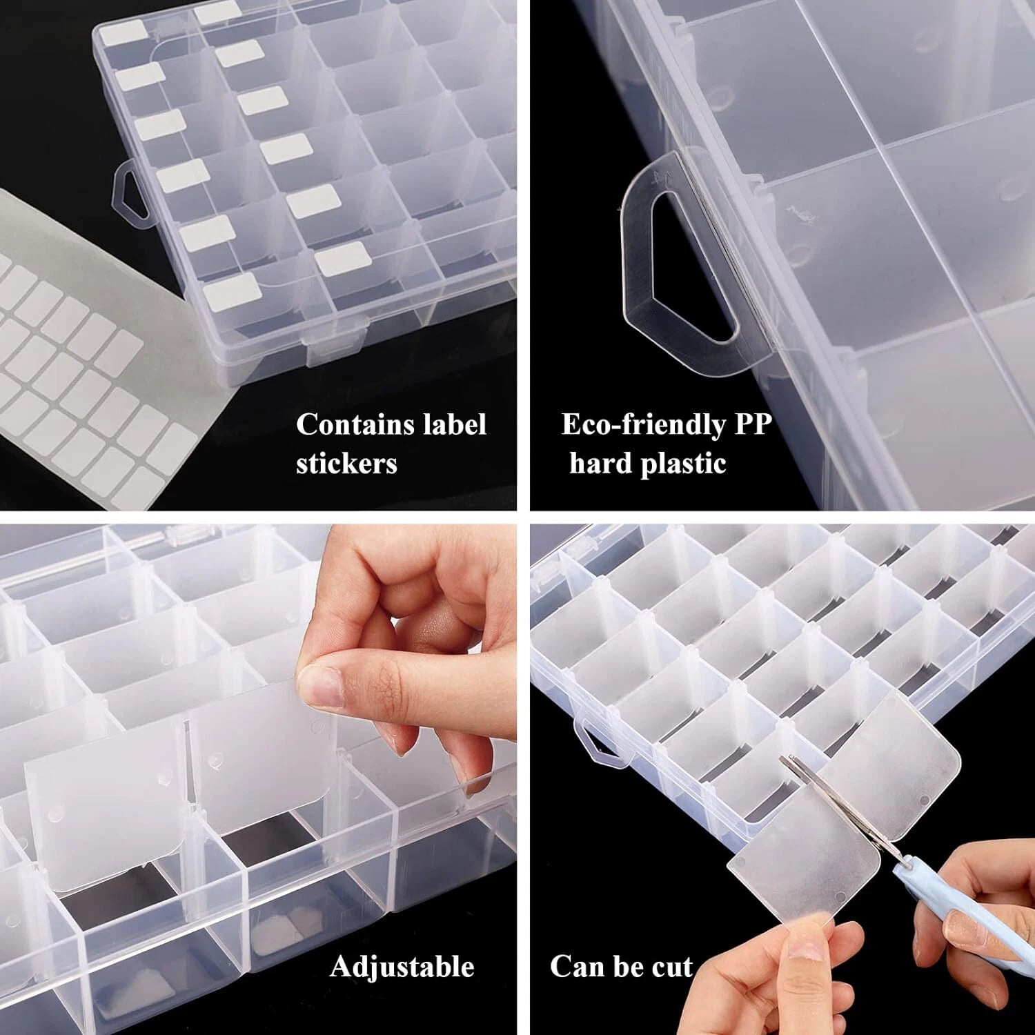2PC 36Grids Clear Plastic Organizer Box Storage Container for DIY Jewelry Tackle | eBay