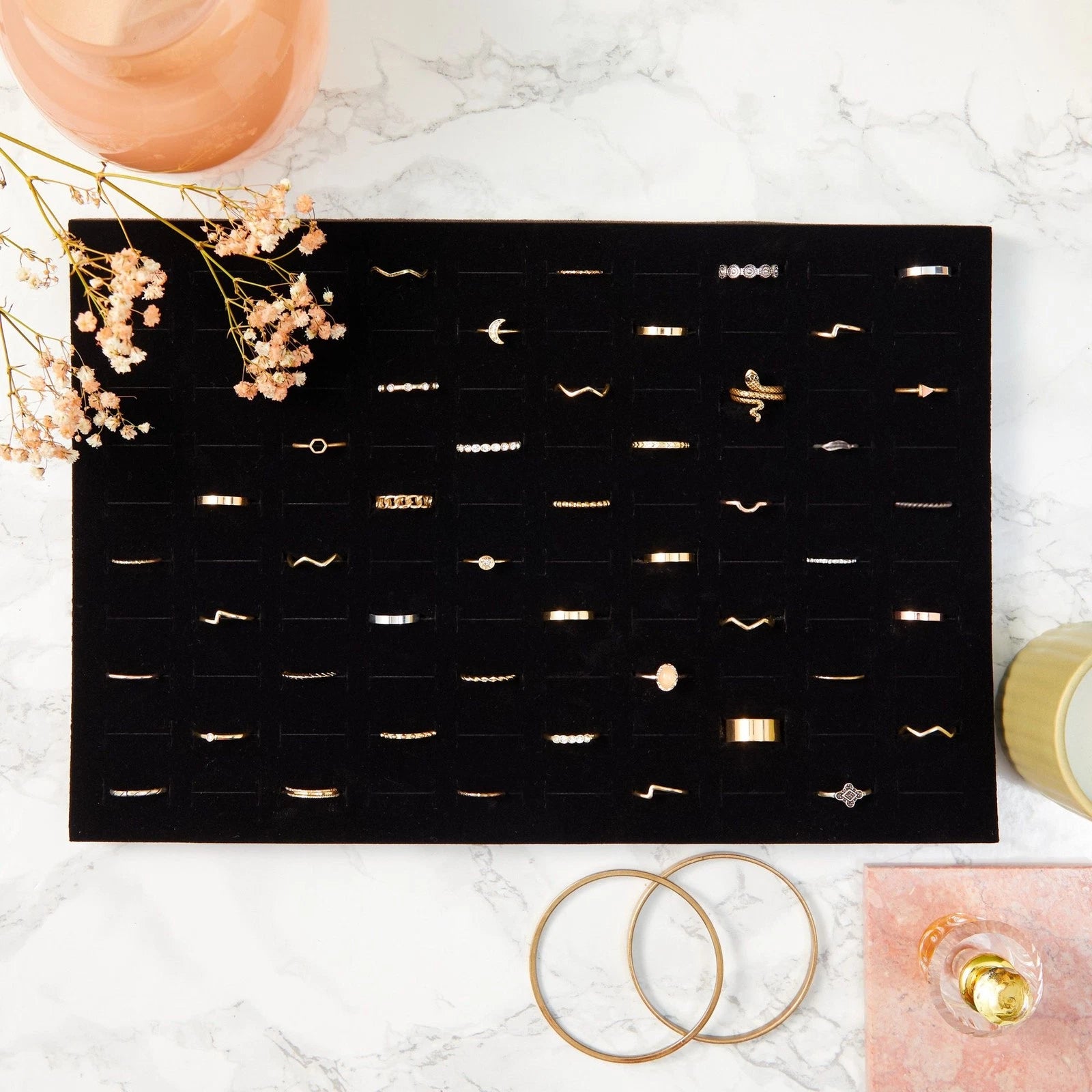 5-Pack 100 Slots Velvet Ring Insert Display Tray (13 x 9 In, Black) 843128189932| eBay