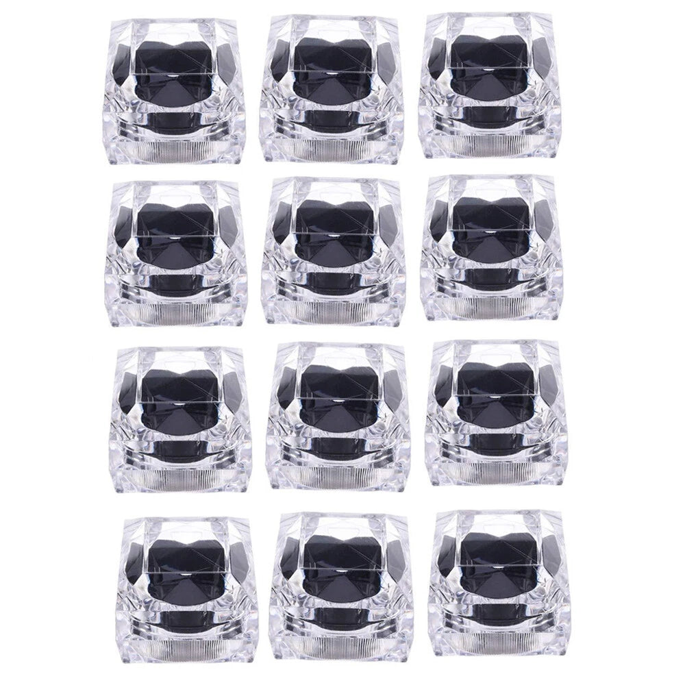 12 PC Clear Crystal Ring Gift Boxes Earrings Jewelry Storage Box BlACK RED WHITE | eBay