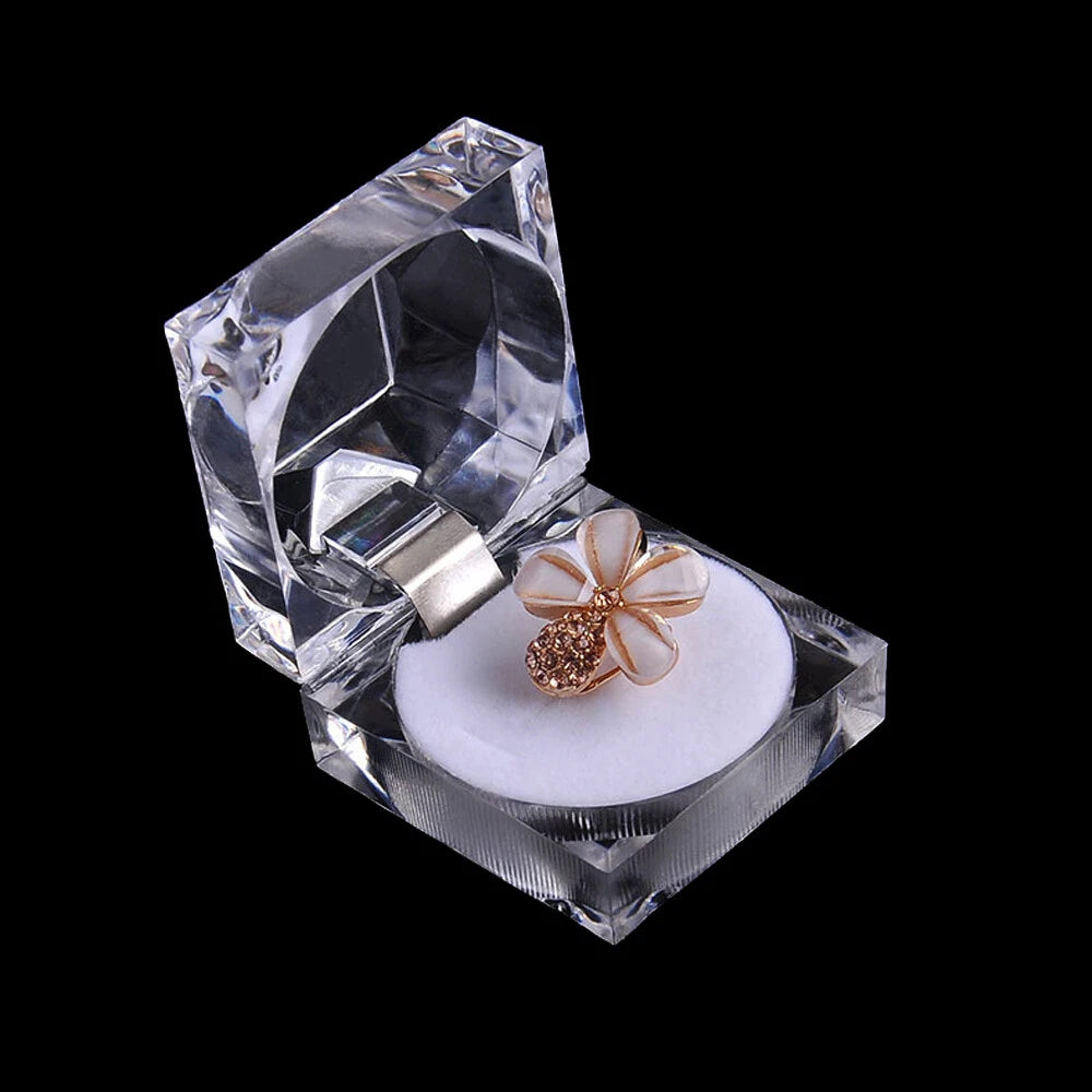 12 PC Clear Crystal Ring Gift Boxes Earrings Jewelry Storage Box BlACK RED WHITE | eBay
