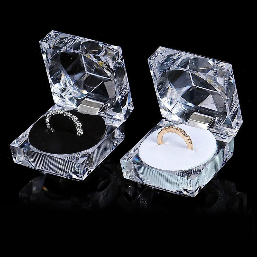 12 PC Clear Crystal Ring Gift Boxes Earrings Jewelry Storage Box BlACK RED WHITE | eBay