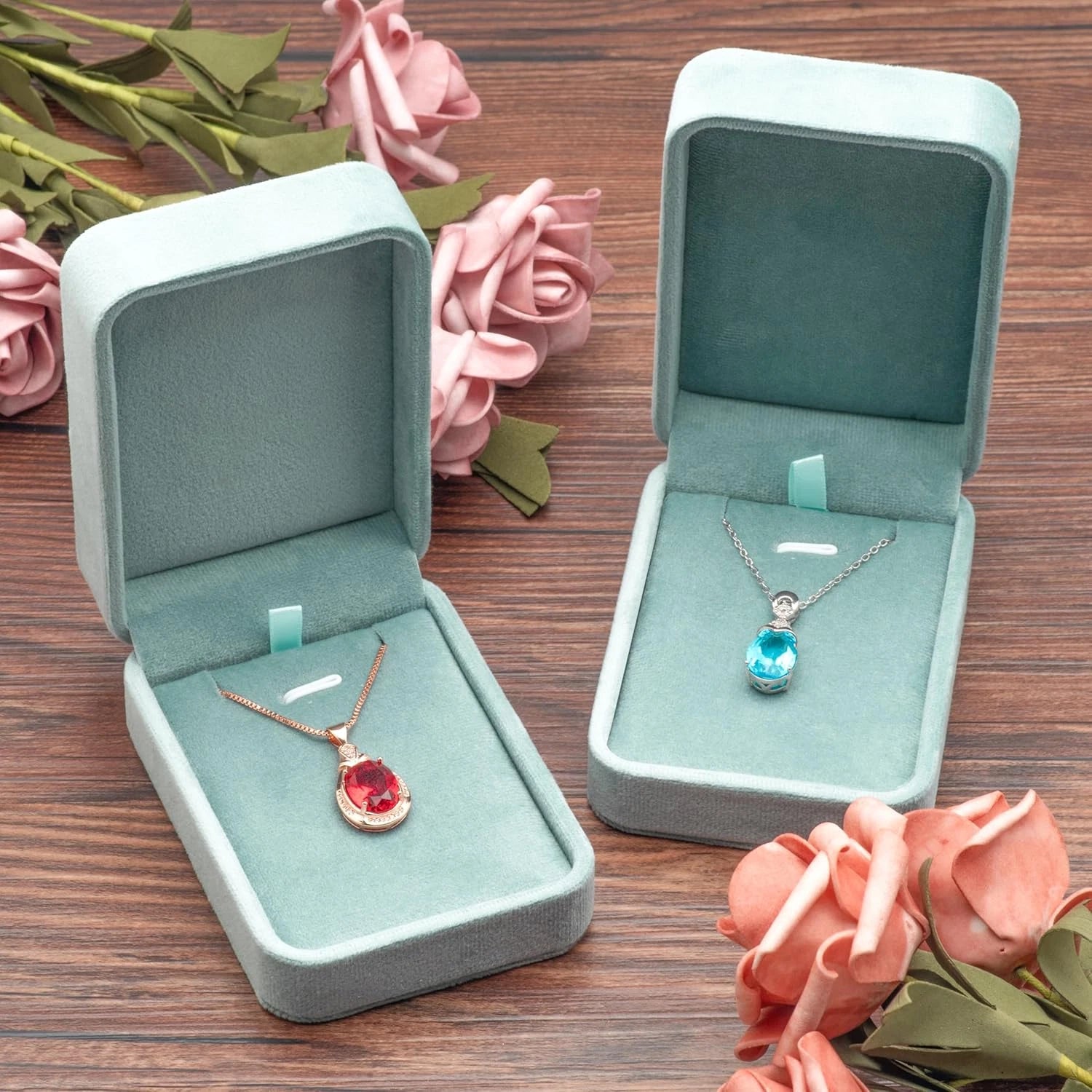 Classic Velvet Jewelry Gift Box Case for Necklace Pendant (Sage Green) | eBay