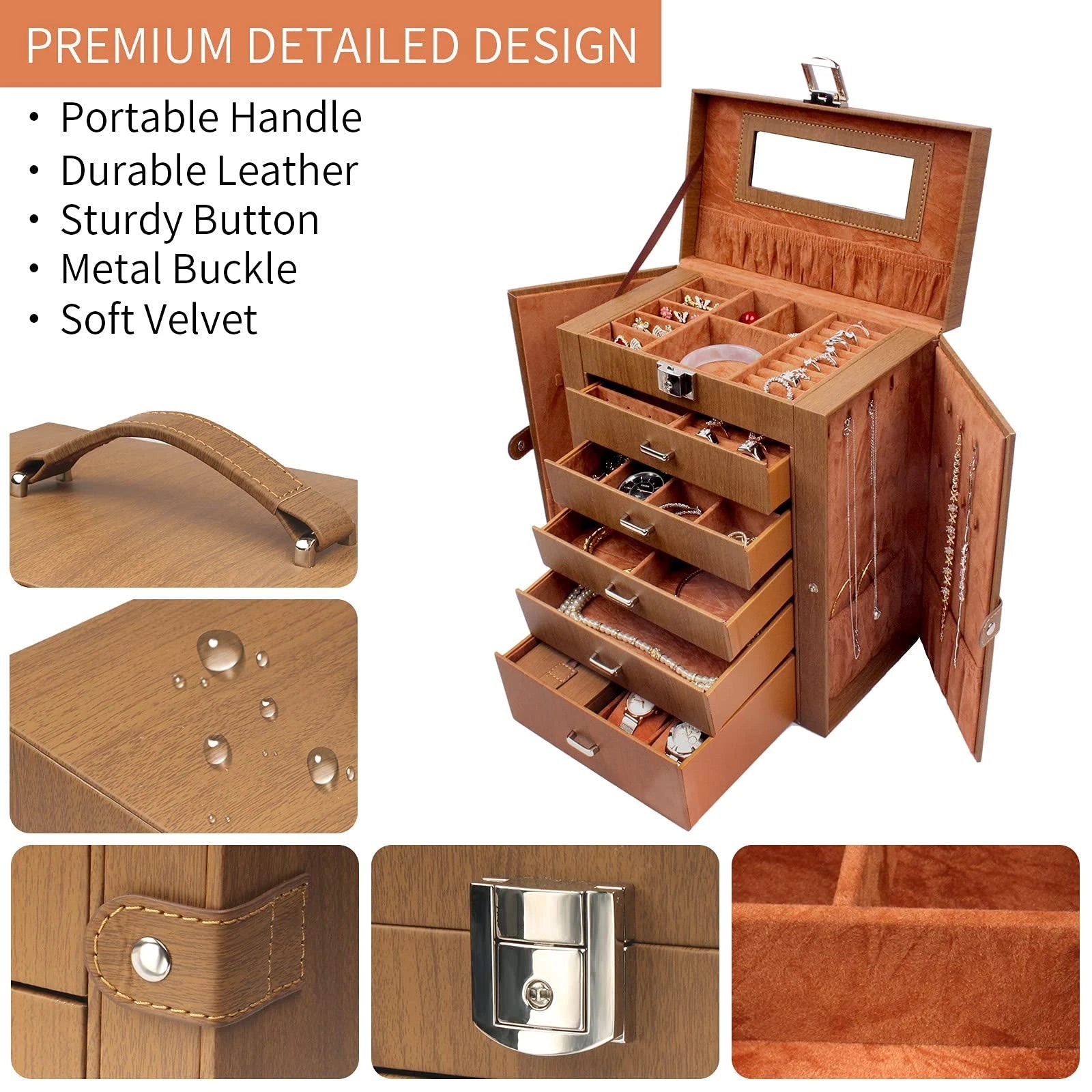 6-Tier Jewelry Box with Mirror & Lock – Organizer | eBay