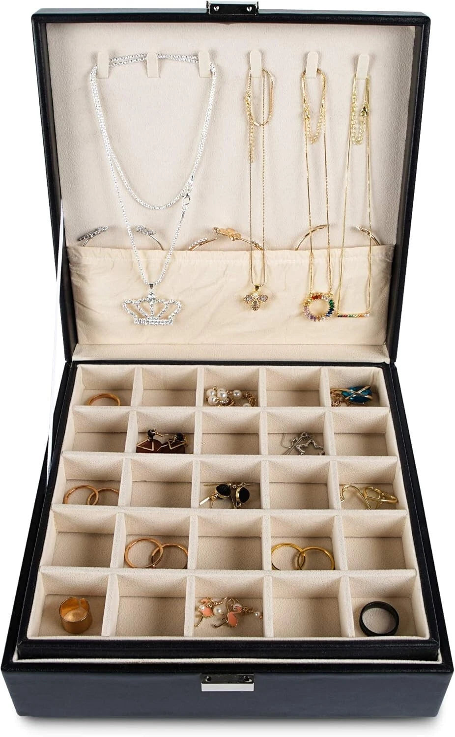 Earring Organizer Classic Jewelry Box 50 Slots Double Layer Jewelry Storage Case | eBay