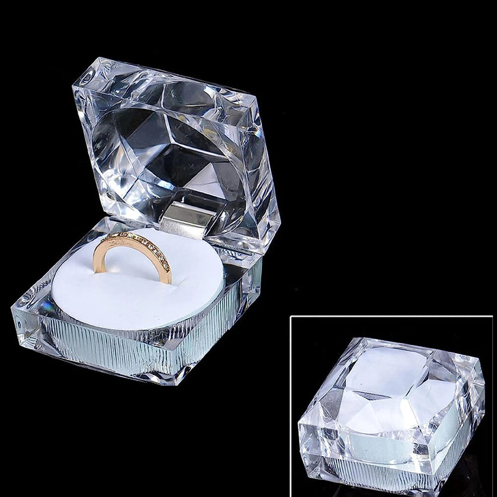 12 PC Clear Crystal Ring Gift Boxes Earrings Jewelry Storage Box BlACK RED WHITE | eBay