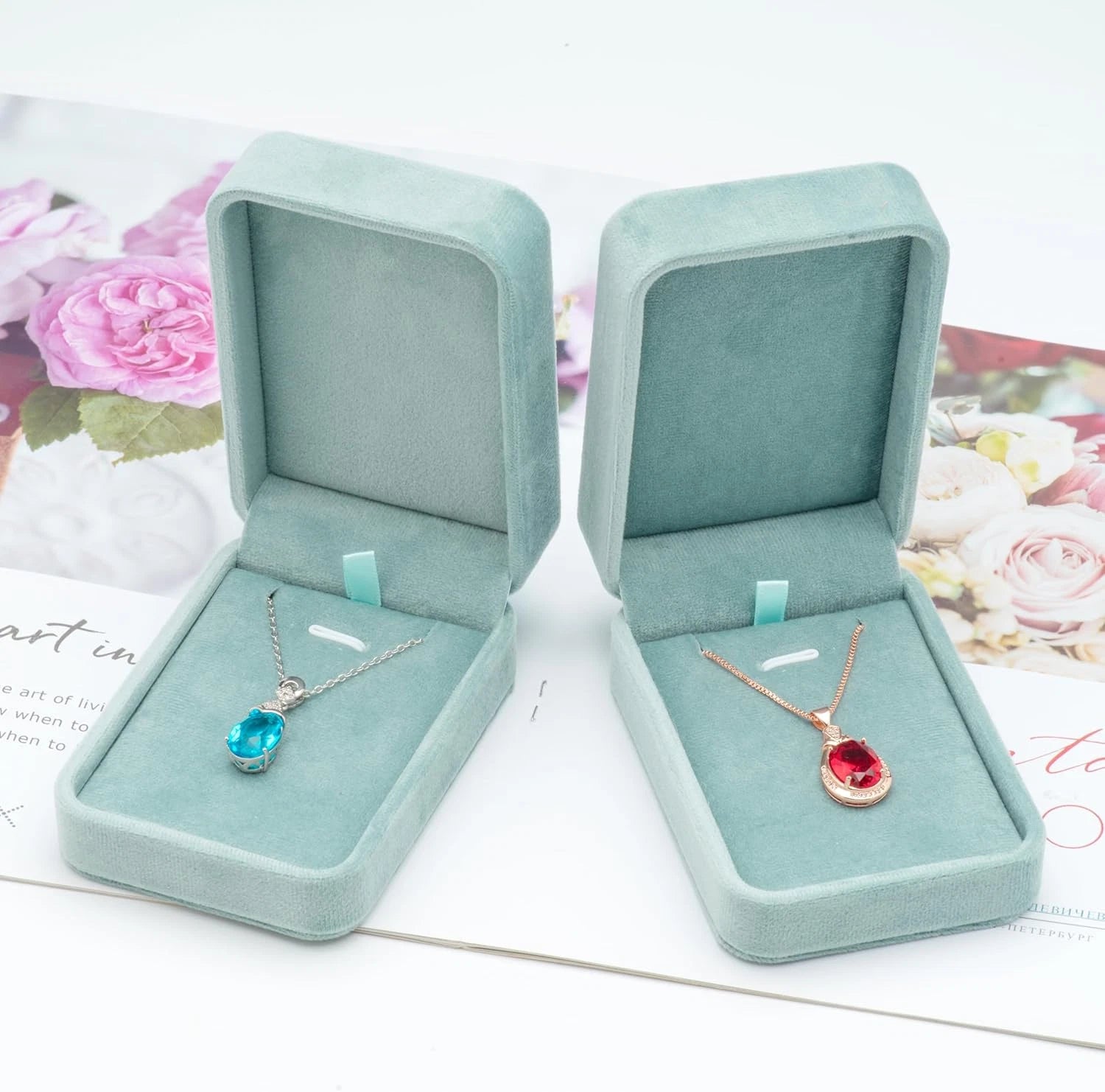 Classic Velvet Jewelry Gift Box Case for Necklace Pendant (Sage Green) | eBay