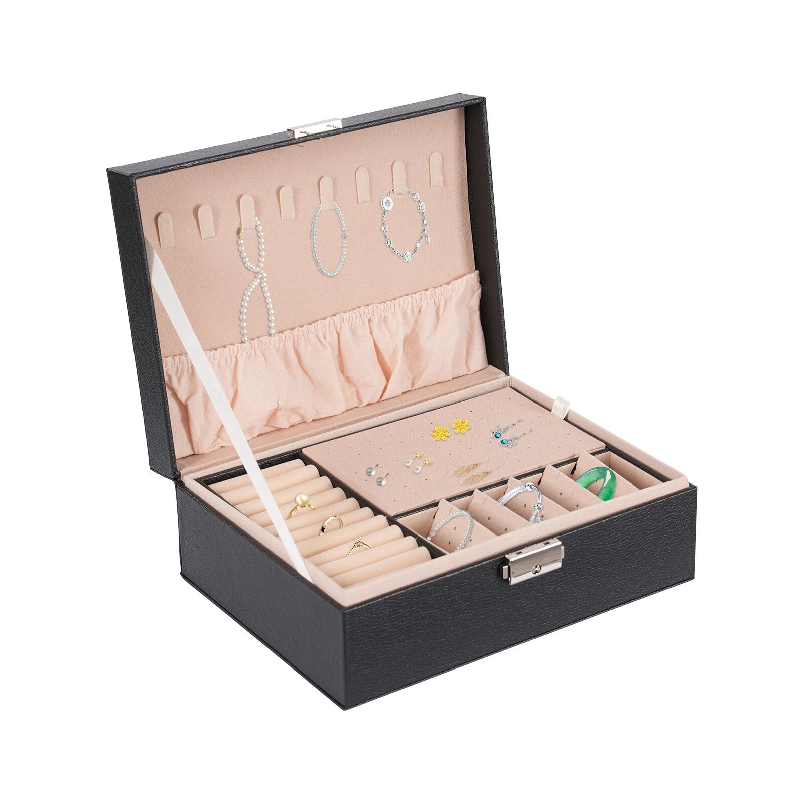 2 Layer Jewelry Box Jewelry Storage Organizer Case Cabinet Black 9.1*6.7*3.5 in | eBay