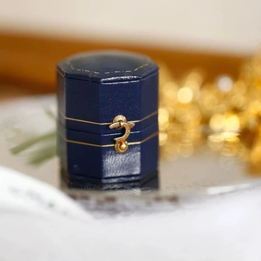 Engagement Ring Box Flannel Buckle Jewelry Case Vintage Leather Small Ring Box | eBay