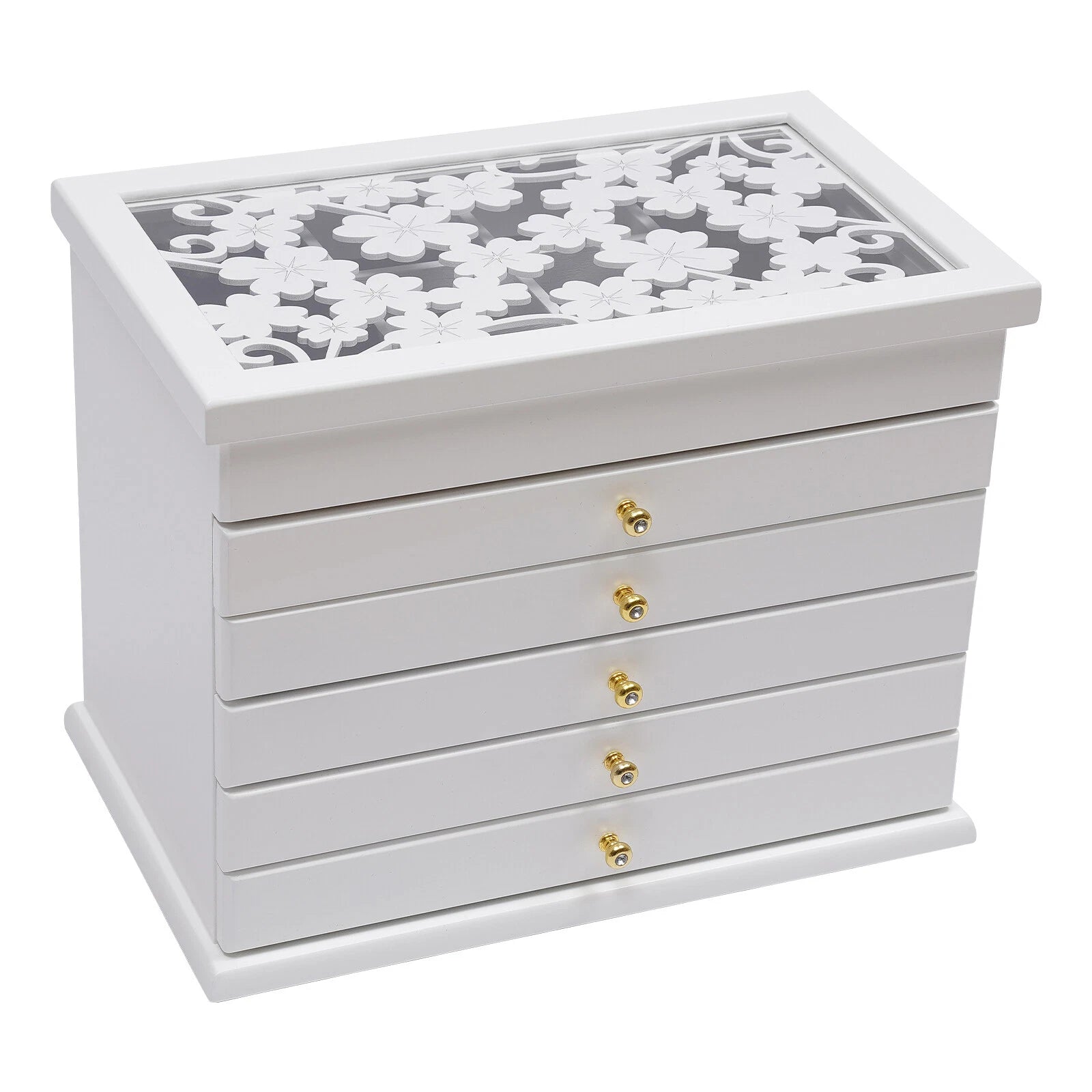 6 Layers Wooden Large Jewelry Box/Jewel Case Cabinet Storage Organizer White | eBay