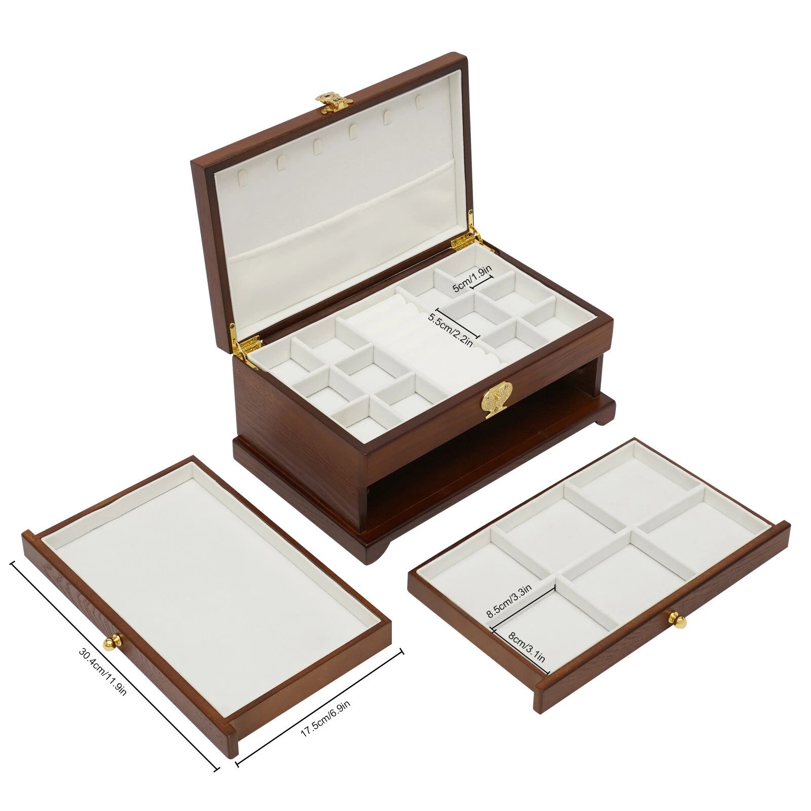 3 Layers Jewelry Organizer Storage Box Earrings Rings Necklaces Watches Cabinet | eBay