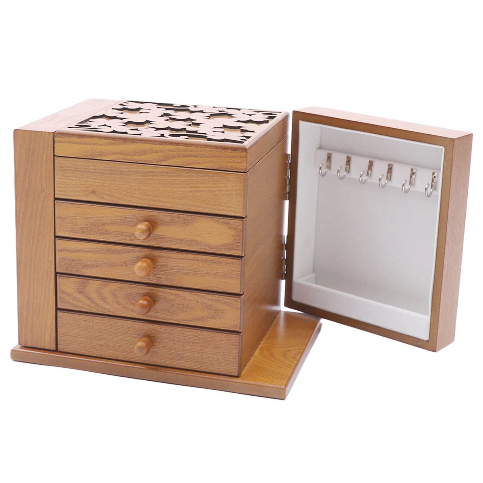 5 Layers Vintage Jewelry Organizer Case Large Wooden Storage Box with 4 Drawers | eBay