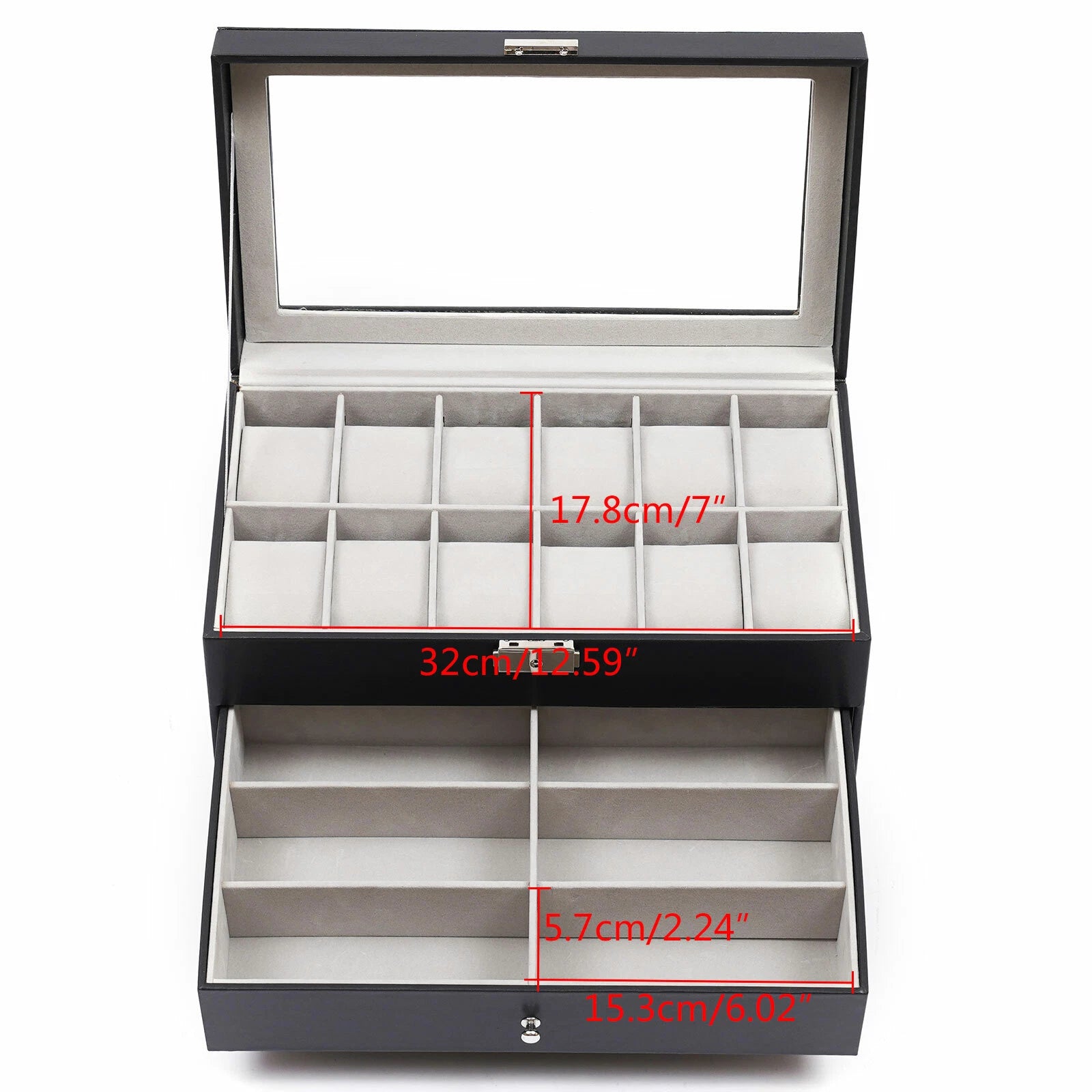 3-Layer Jewelry Storage Box 25 Slots Watch Sunglasses Organizer Display Case | eBay