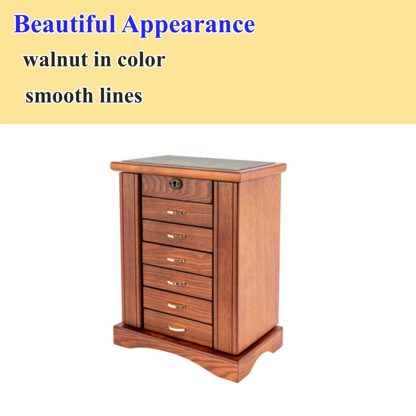 7 Layers Jewelry Box Wooden for Wowen Large Organizer Box with Mirror Safe Lock | eBay