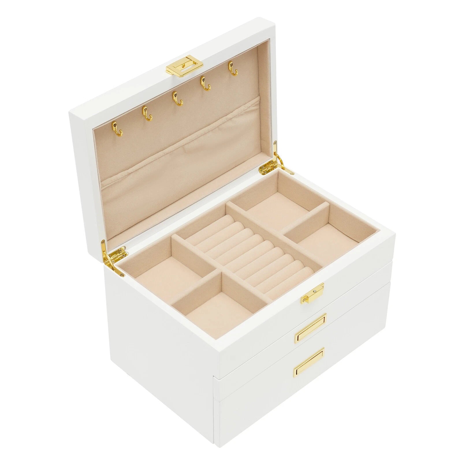 3-Layer Jewelry Organizer Box Earring Ring Necklace Bracelet Storage Case White | eBay
