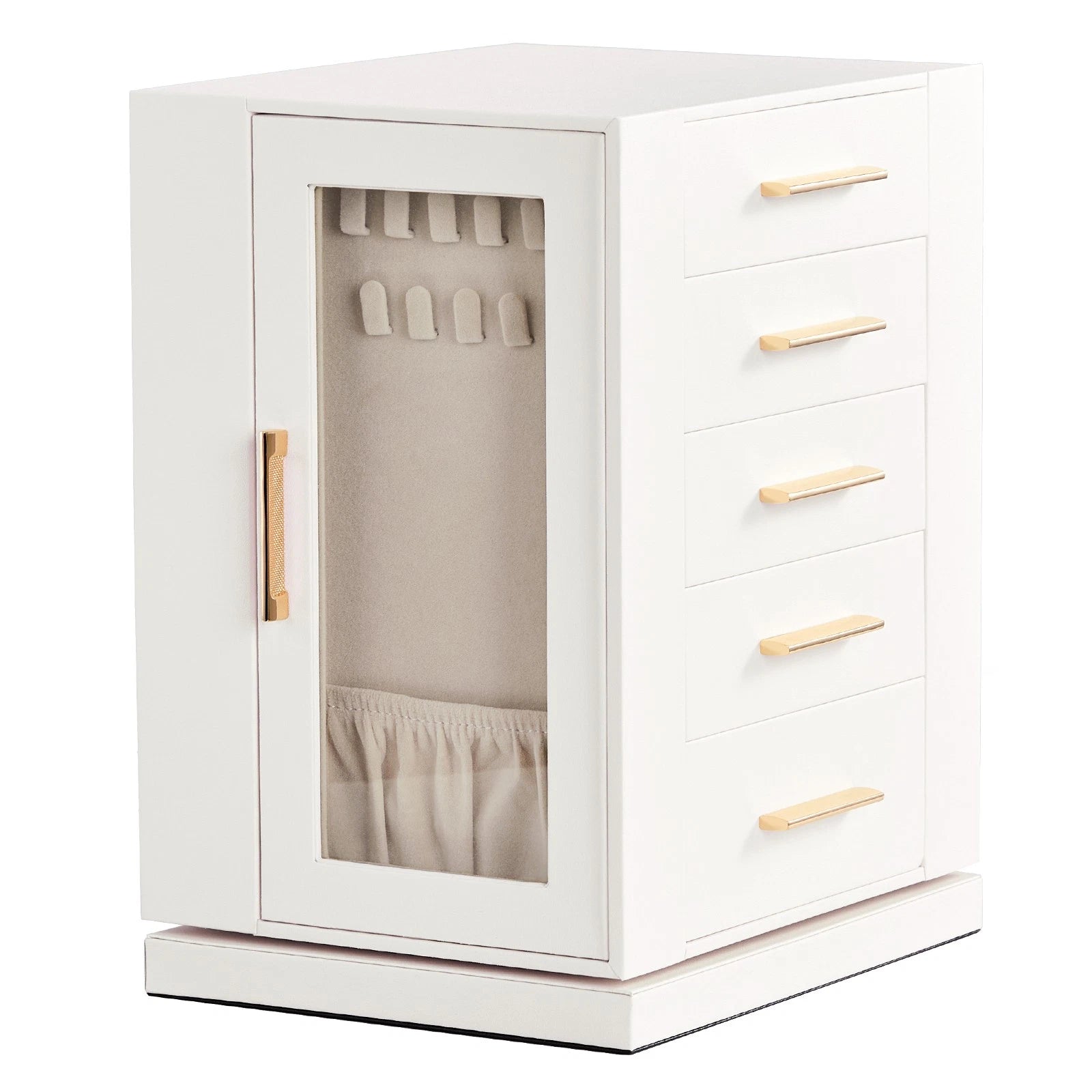 360° Rotating Jewelry Box Large Storage for Earrings Velvet Jewelry Cabinet | eBay