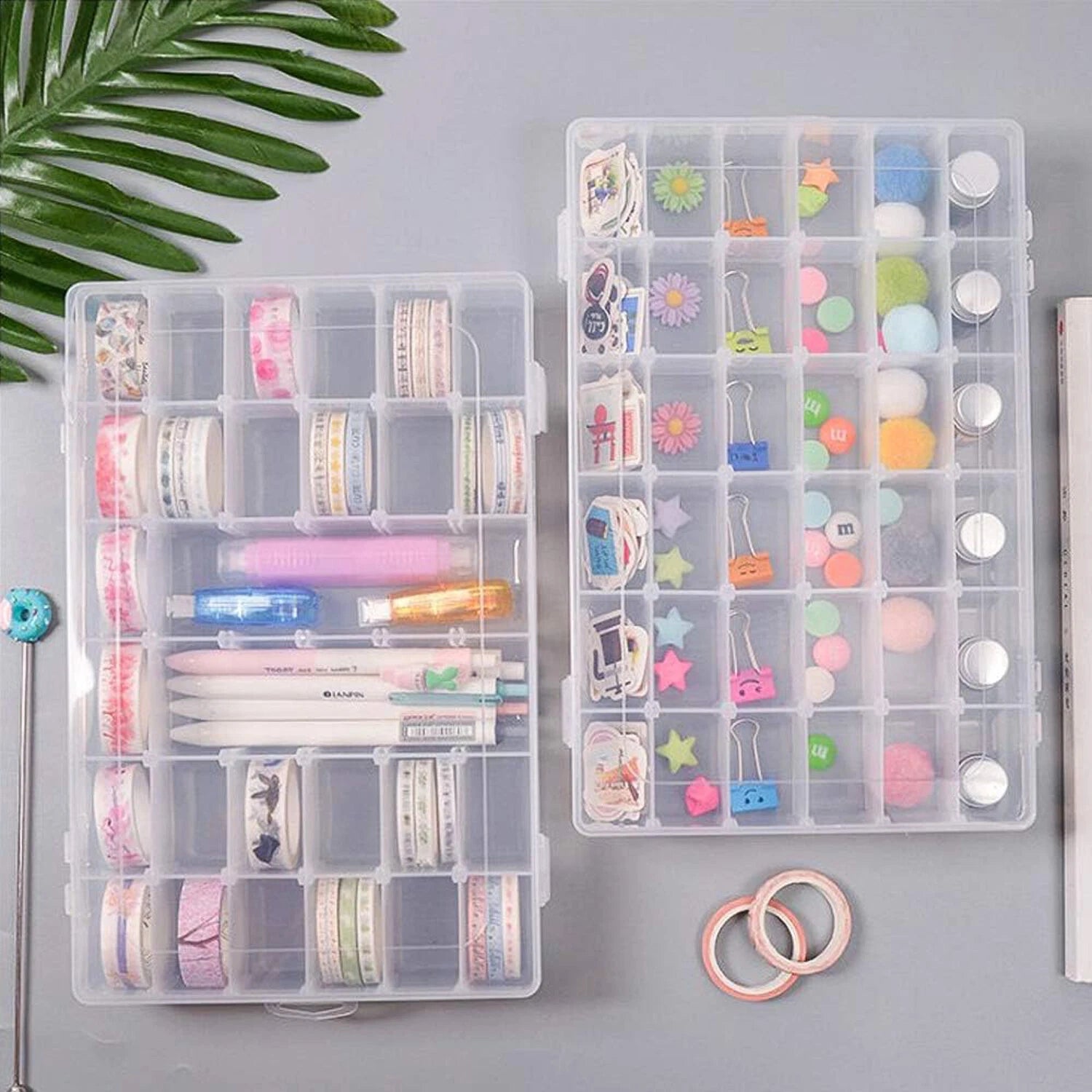 2PC 36Grids Clear Plastic Organizer Box Storage Container for DIY Jewelry Tackle | eBay