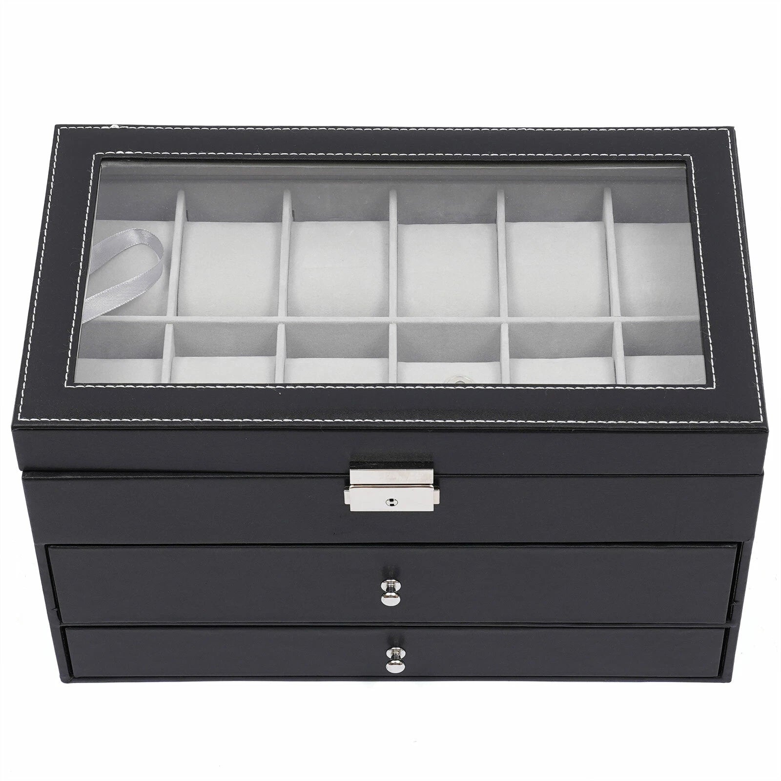 3-Layer Jewelry Storage Box 25 Slots Watch Sunglasses Organizer Display Case | eBay
