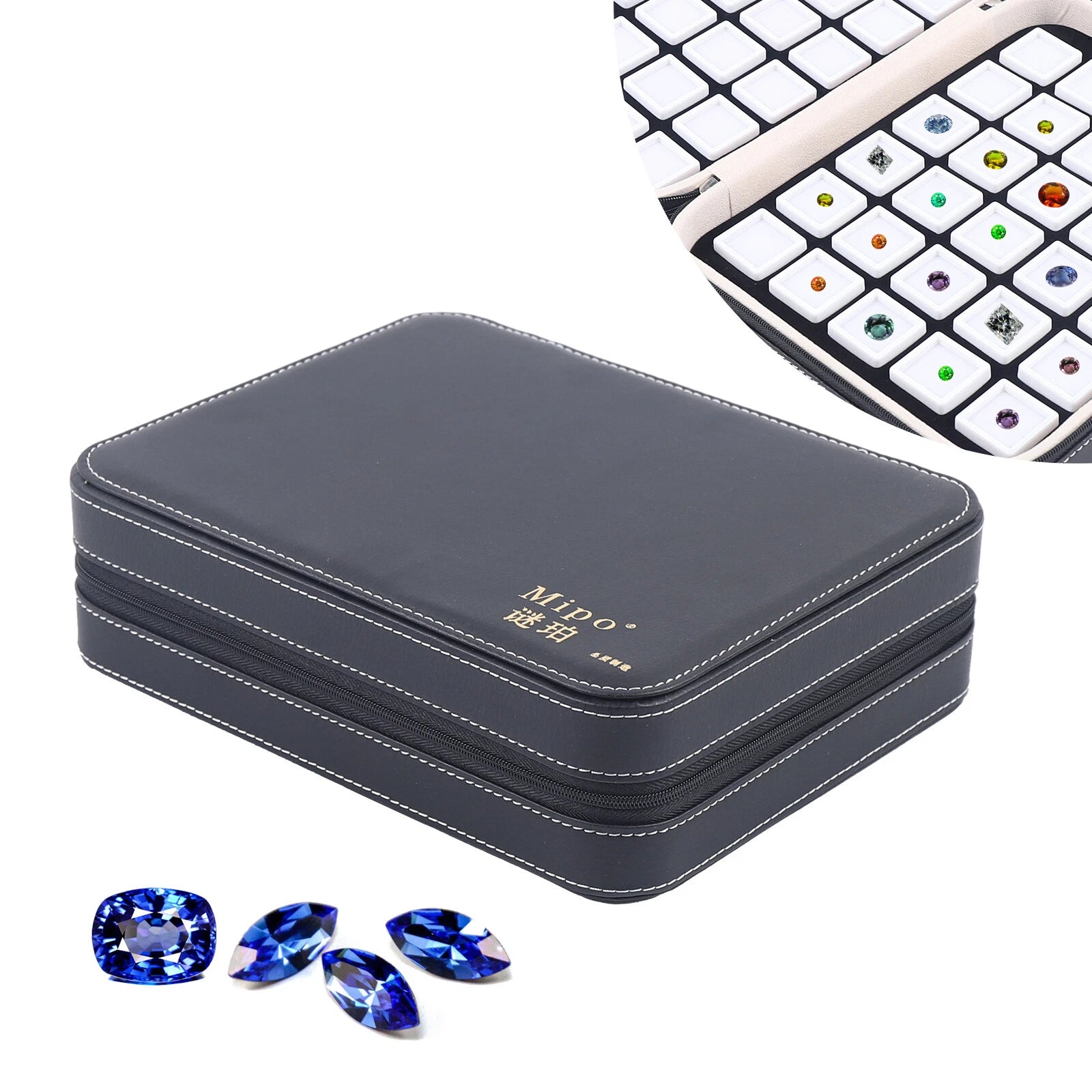 60 Grids Luxury Diamond Gemstone Organizer Display Box Jewelry Storage Case NEW | eBay
