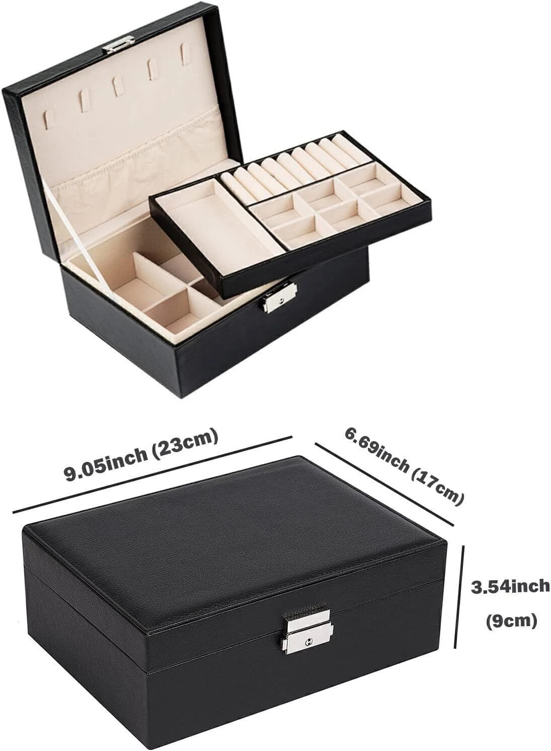 2 Layer Jewelry Organizer Box, PU Leather Jewelry Box with Removable Tray NEW | eBay