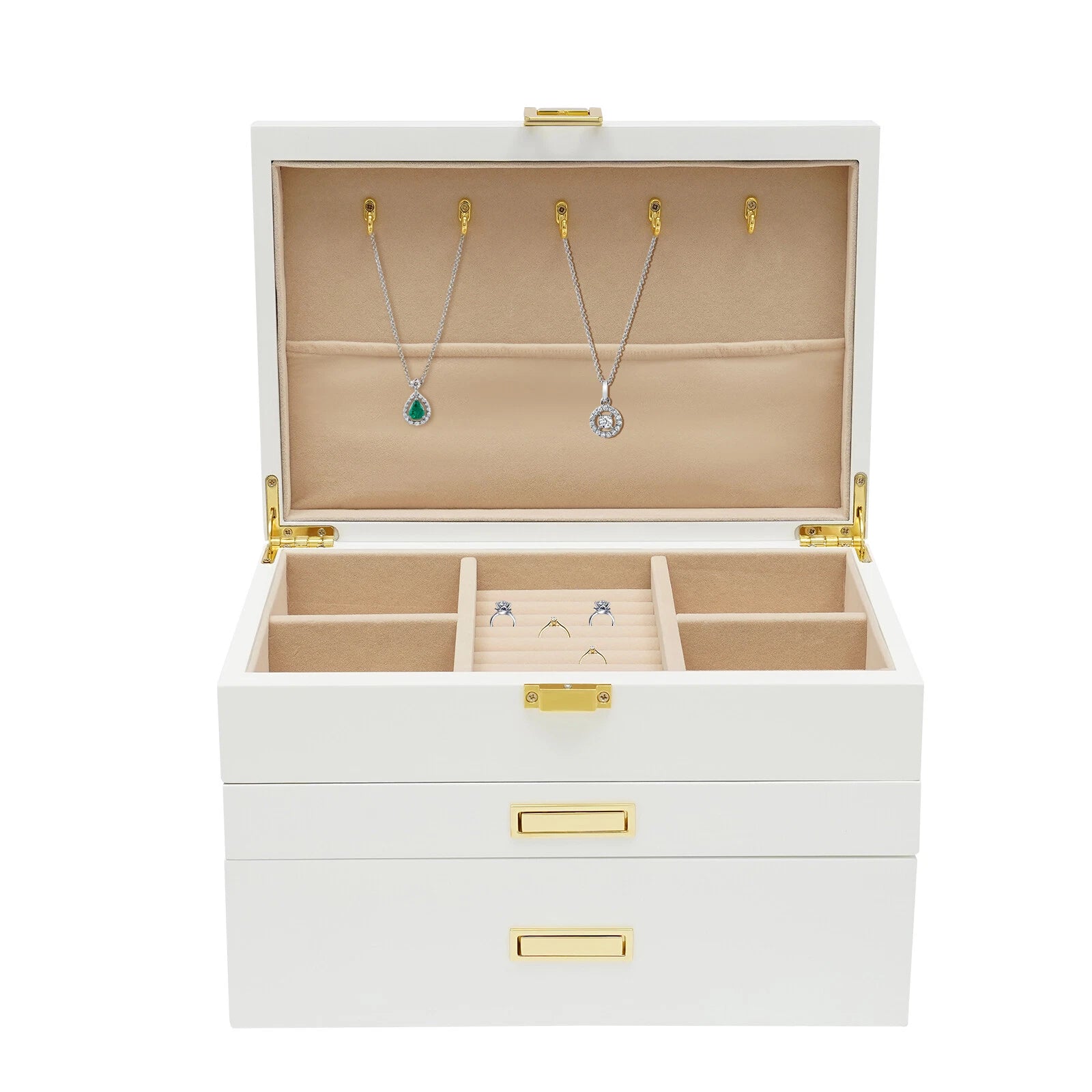 3-Layer Jewelry Organizer Box Earring Ring Necklace Bracelet Storage Case White | eBay