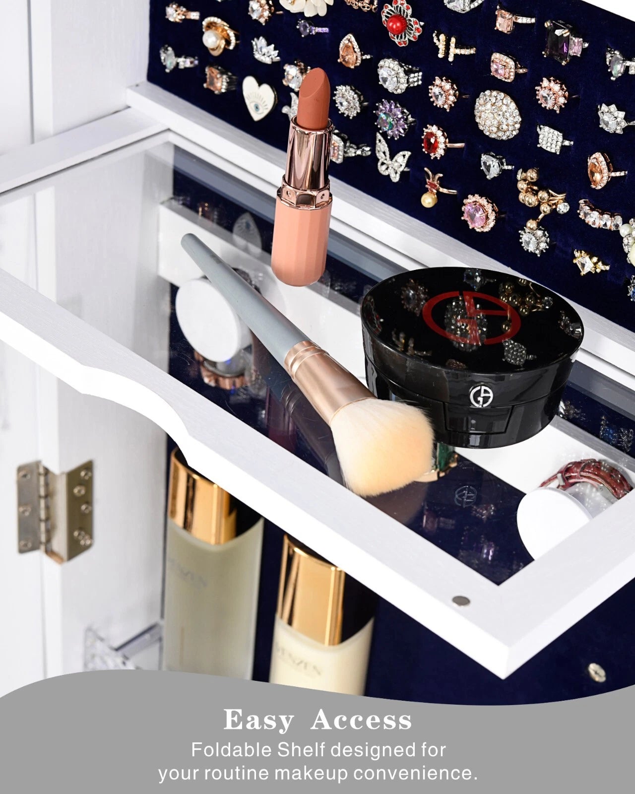 Full-Length Mirror Jewelry Cabinet, 360° Swivel Jewelry Armoire with LED Lights | eBay