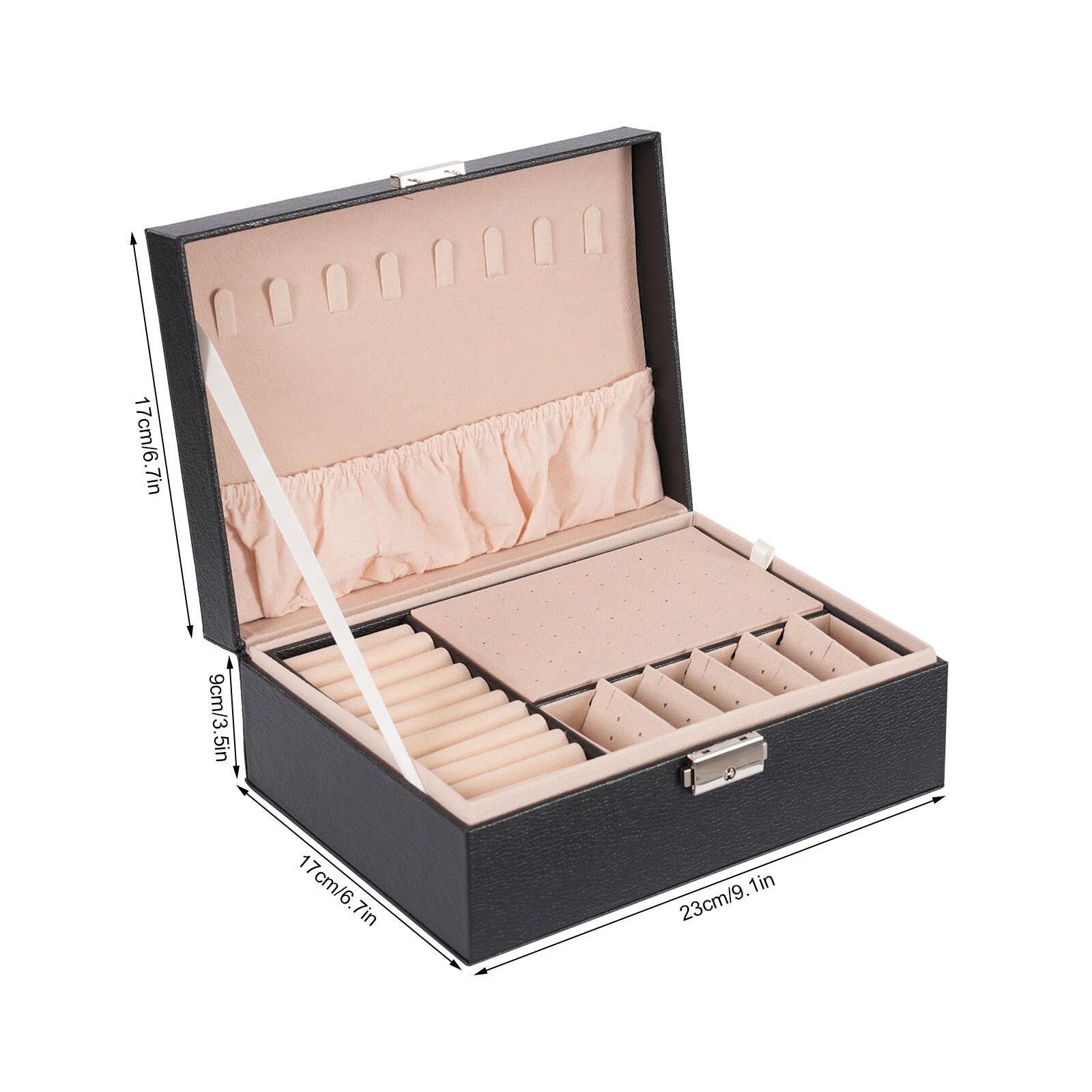 2 Layer Jewelry Box Jewelry Storage Organizer Case Cabinet Black 9.1*6.7*3.5 in | eBay