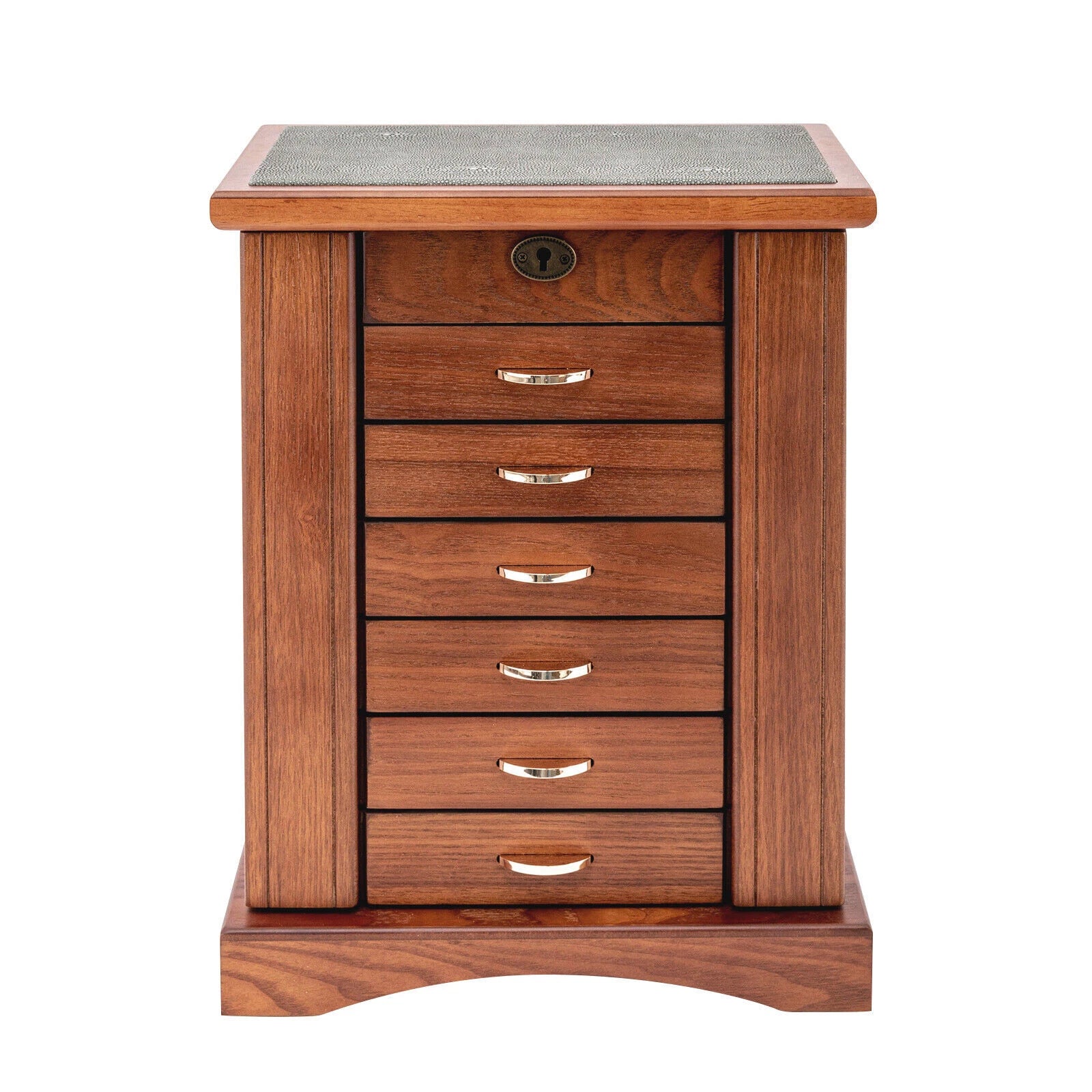 7 Layers Jewelry Box Wooden for Wowen Large Organizer Box with Mirror Safe Lock | eBay