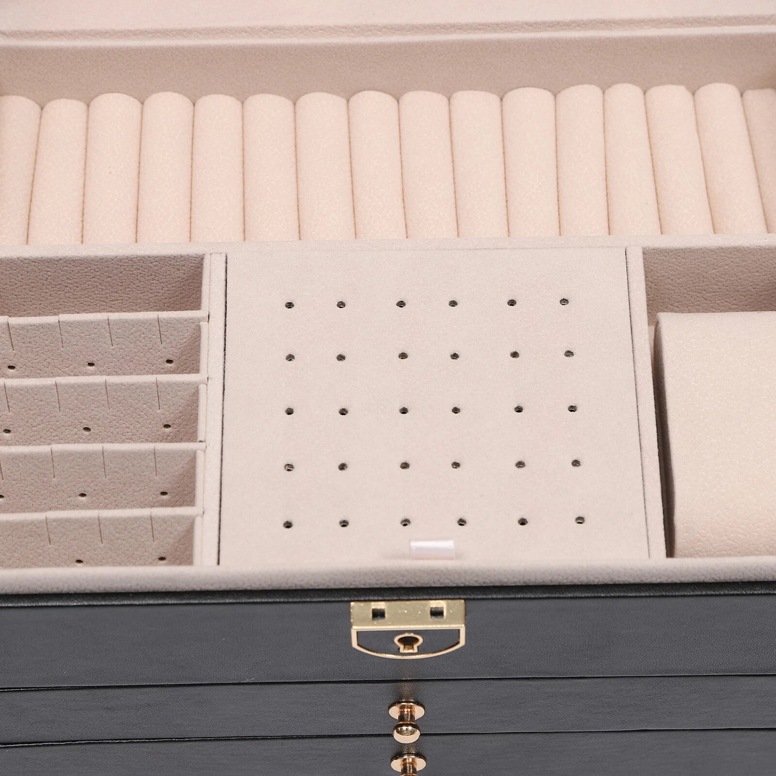 3-Layer Jewelry Box Organizer with Lockable Storage and Velveteen Lining | eBay