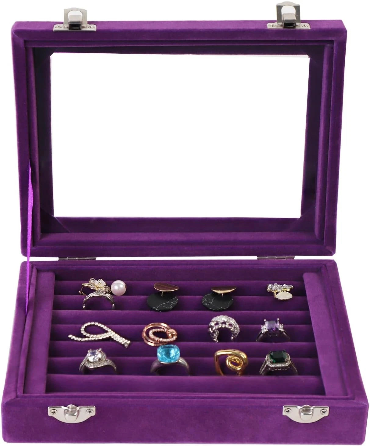 60 Slots Jewelry Ring Display Organizer Tray Holder Earrings Storage Boxes Case | eBay