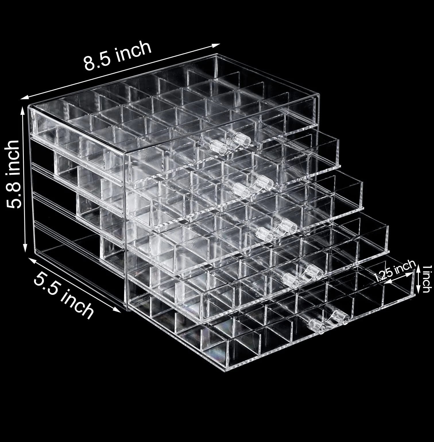 Acrylic Jewelry Storage Box Earring Holder with 5 Drawers, 120 Grids Jewelry ... | eBay