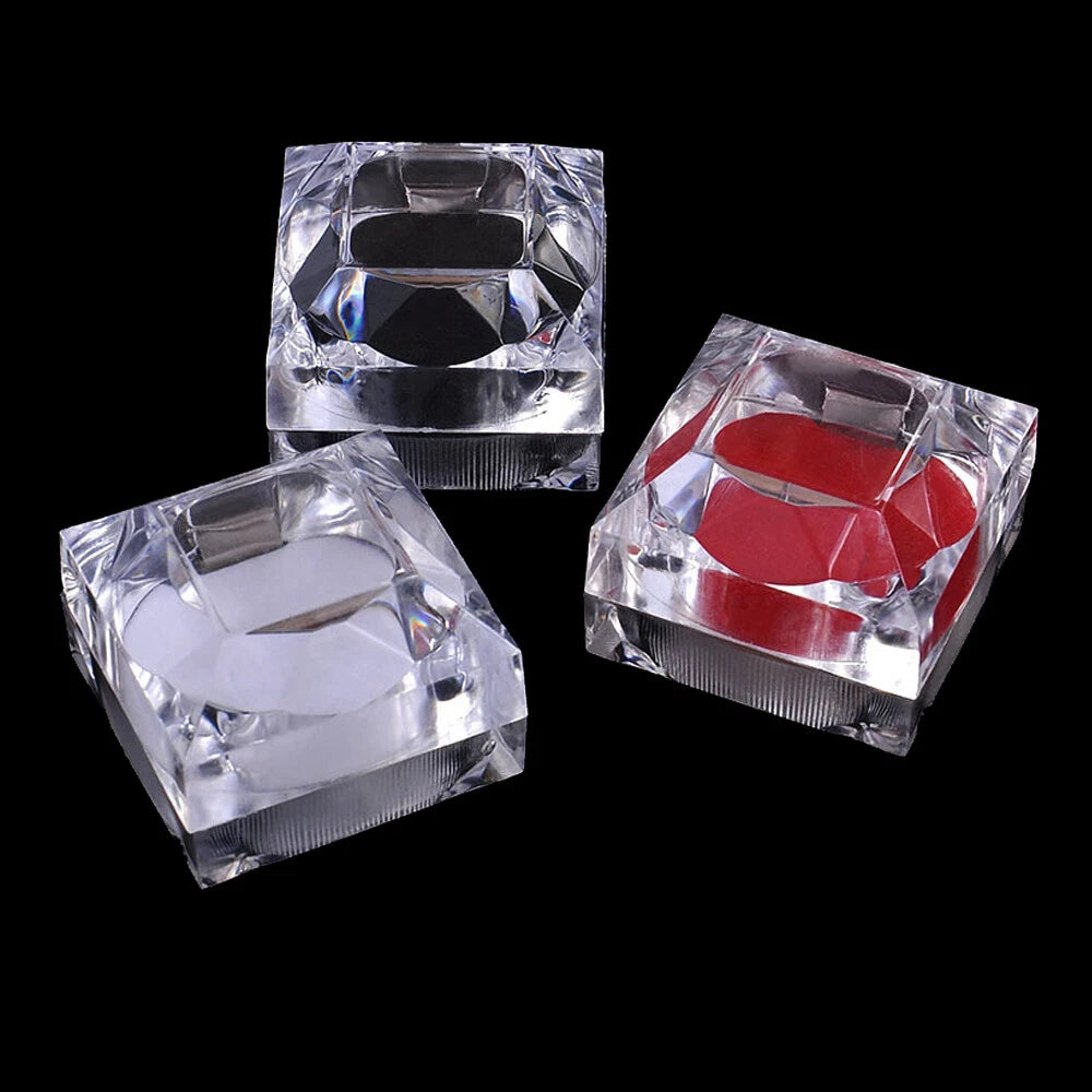 12 PC Clear Crystal Ring Gift Boxes Earrings Jewelry Storage Box BlACK RED WHITE | eBay