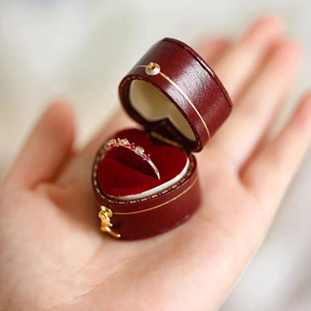 Engagement Ring Box Flannel Buckle Jewelry Case Vintage Leather Small Ring Box | eBay