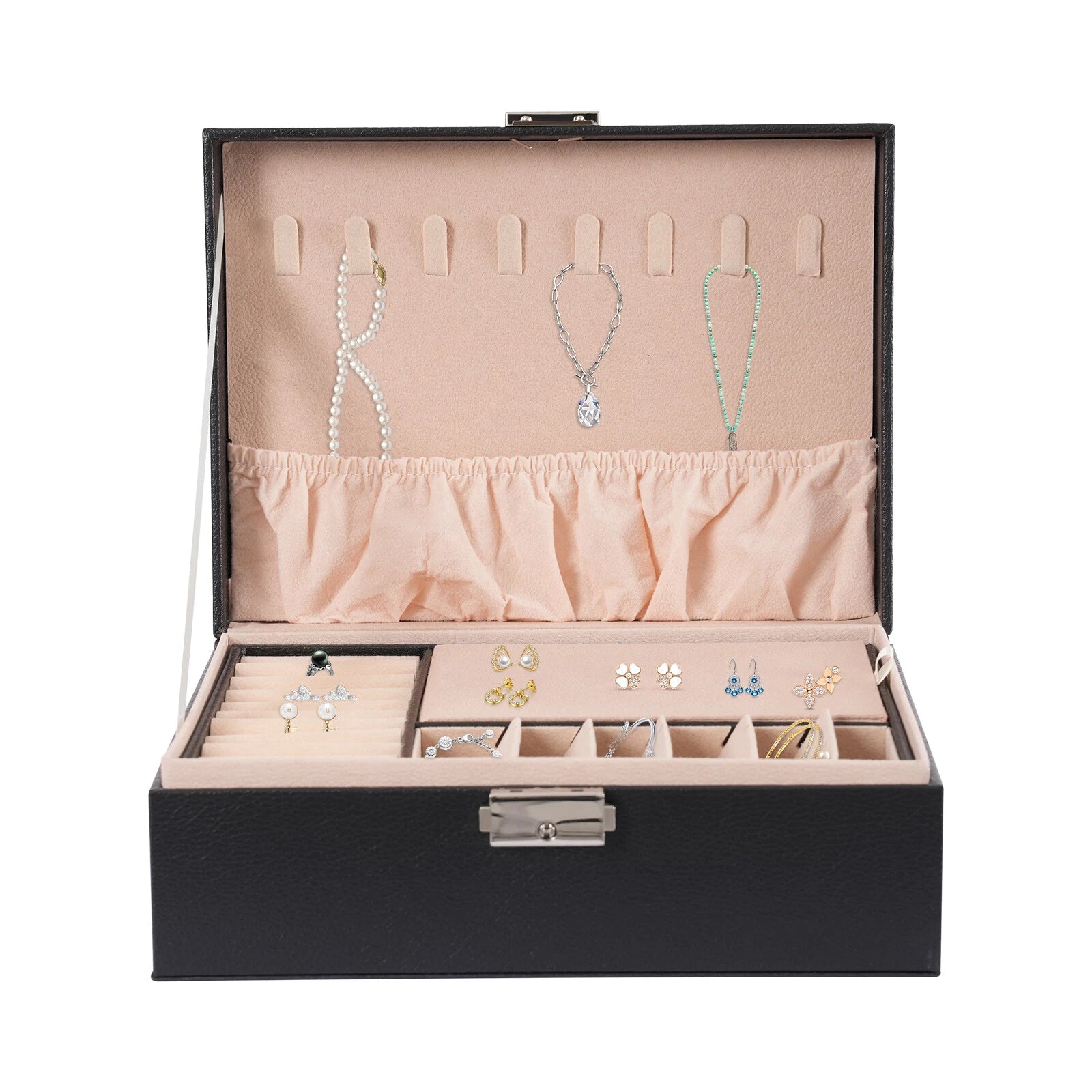 2 Layer Jewelry Box Jewelry Storage Organizer Case Cabinet Black 9.1*6.7*3.5 in | eBay