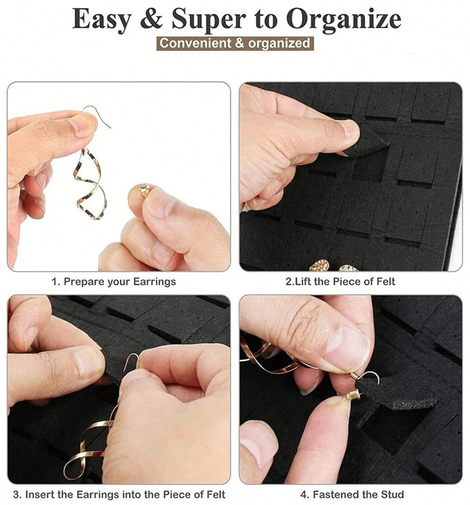 1pc Felt Hanging Jewelry Organizer - Wall Storage Bag for Earrings & Necklaces | eBay