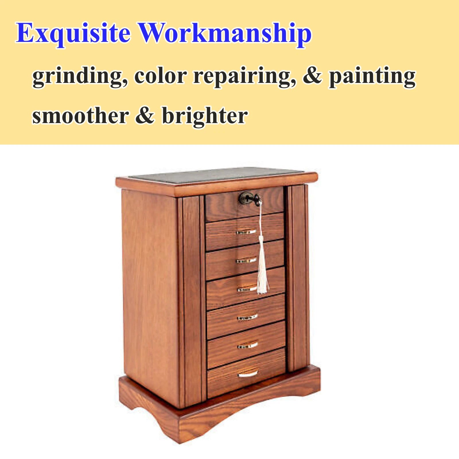 7 Layers Jewelry Box Wooden for Wowen Large Organizer Box with Mirror Safe Lock | eBay