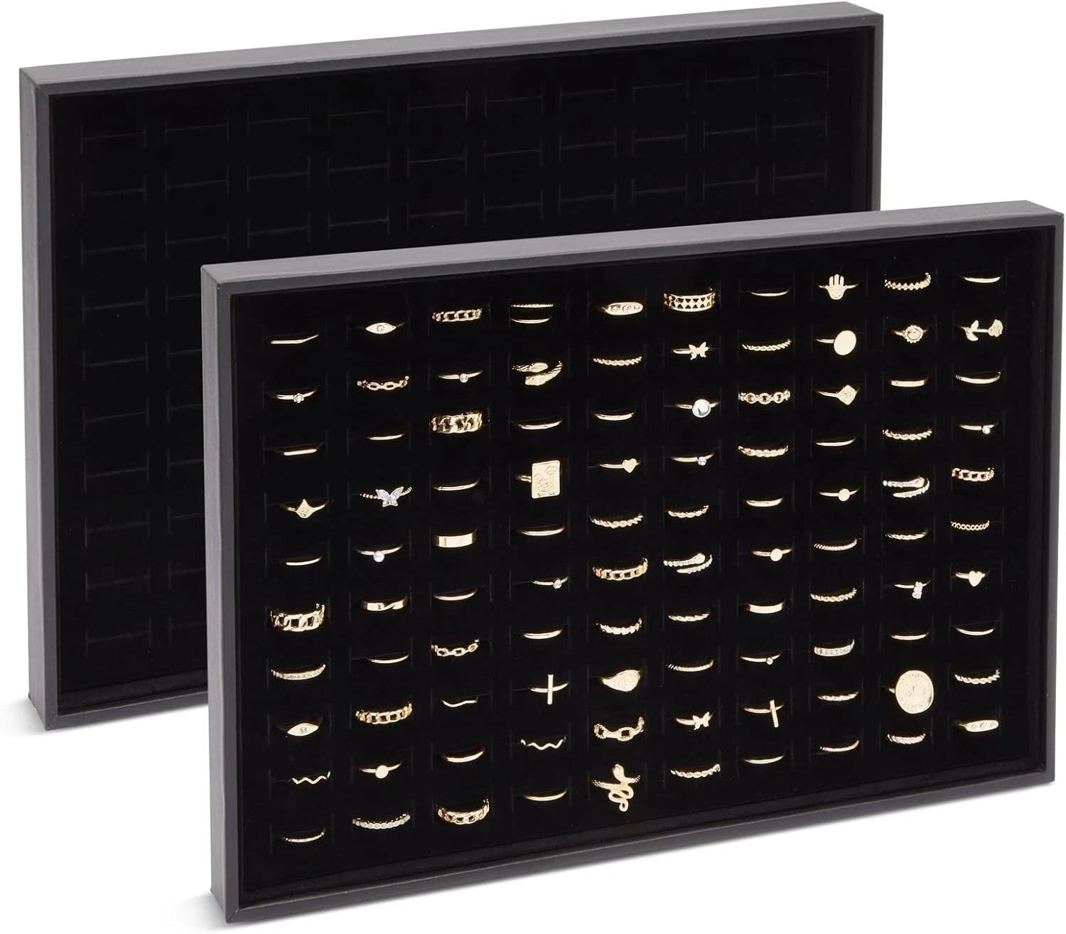 100 Slots Ring Box Jewelry Display Organizer Tray Holder Earrings Storage Case | eBay